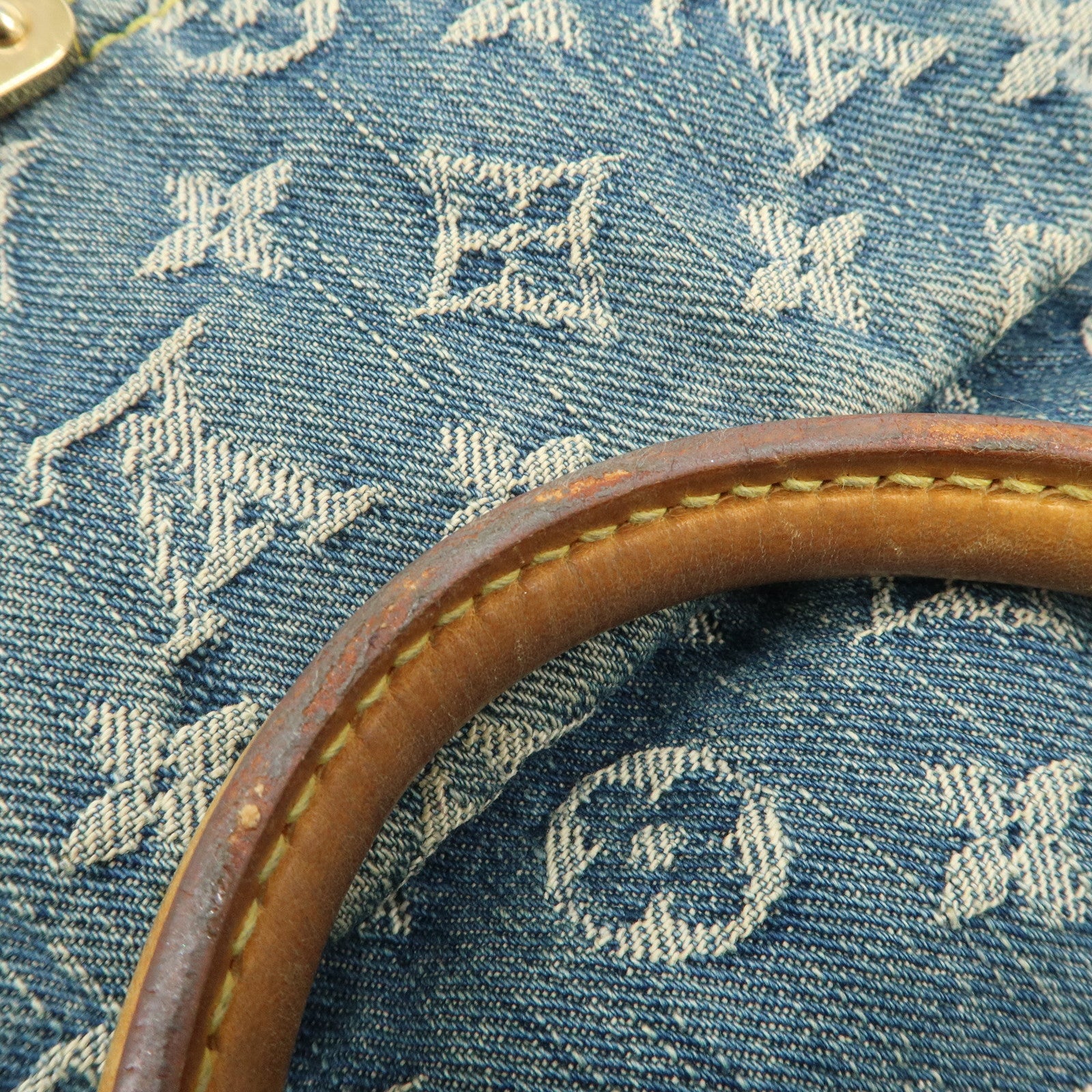 Louis Vuitton Monogram Denim Flat Shopper Tote Bag Blue M95018