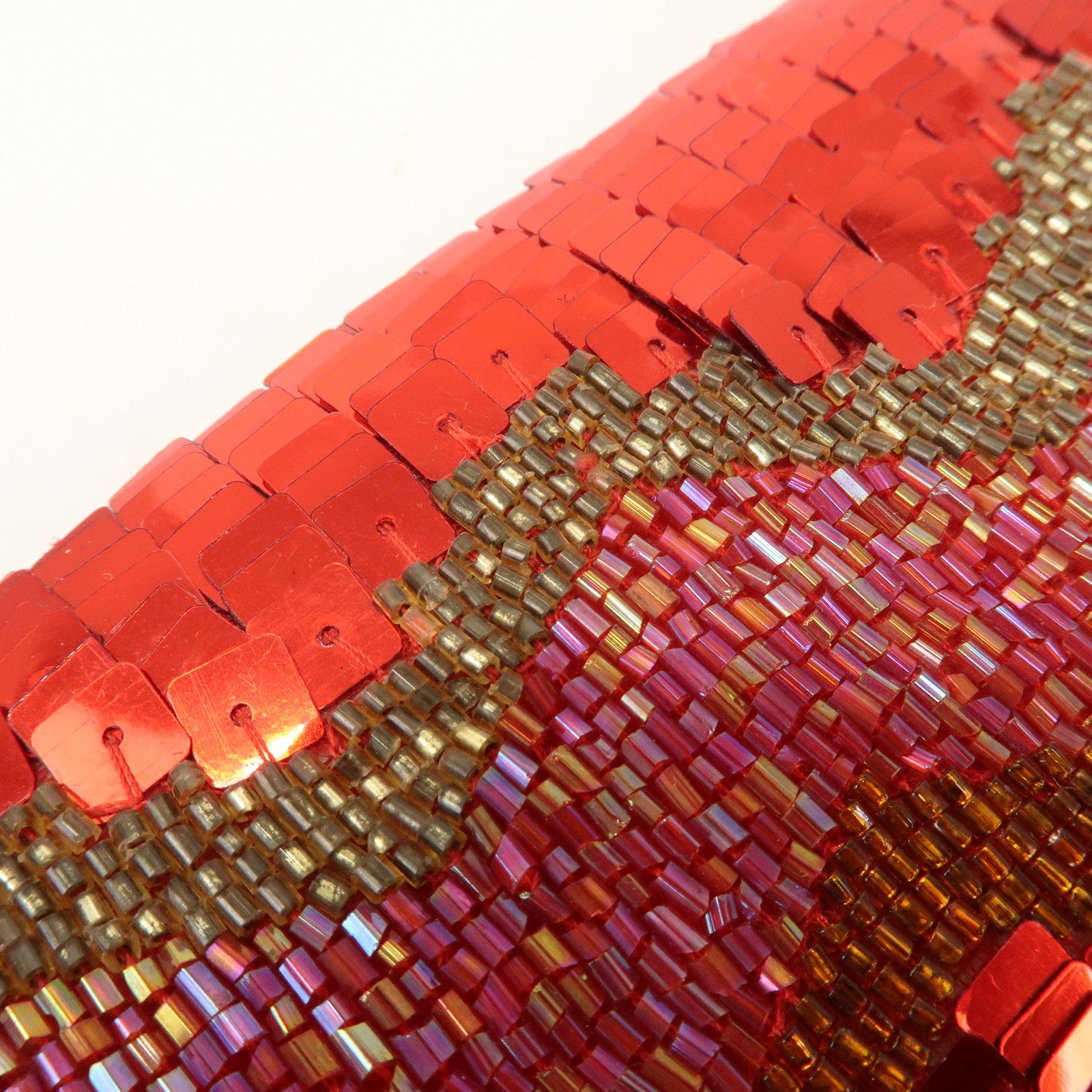 FENDI Leather Sequin Shoulder Bag Crossbody Bag Gold Red Purple