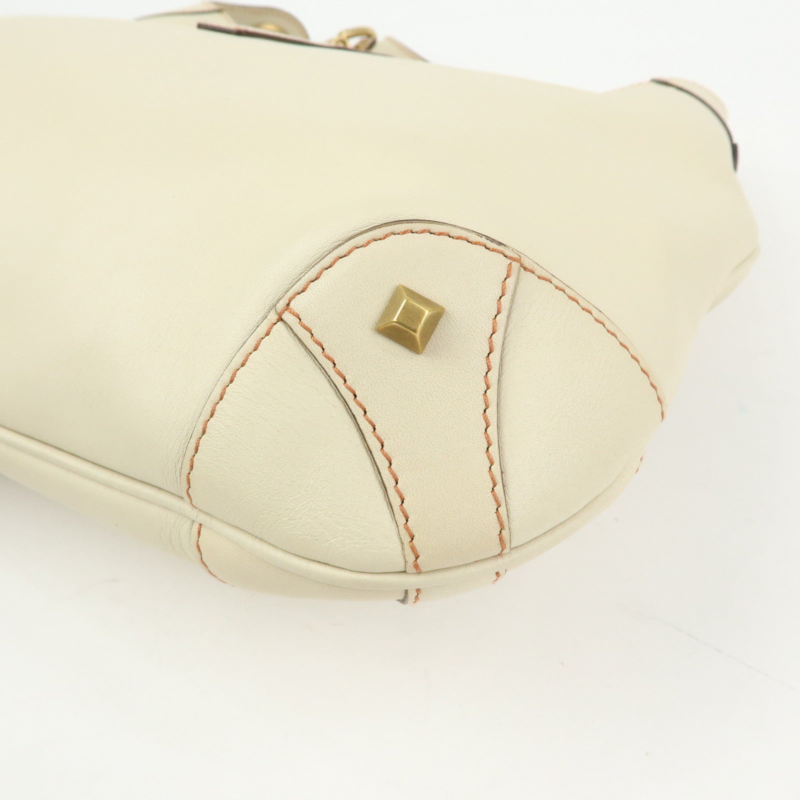 GUCCI Jackie Leather Shoulder Bag Hand Bag Studs Ivory 120888
