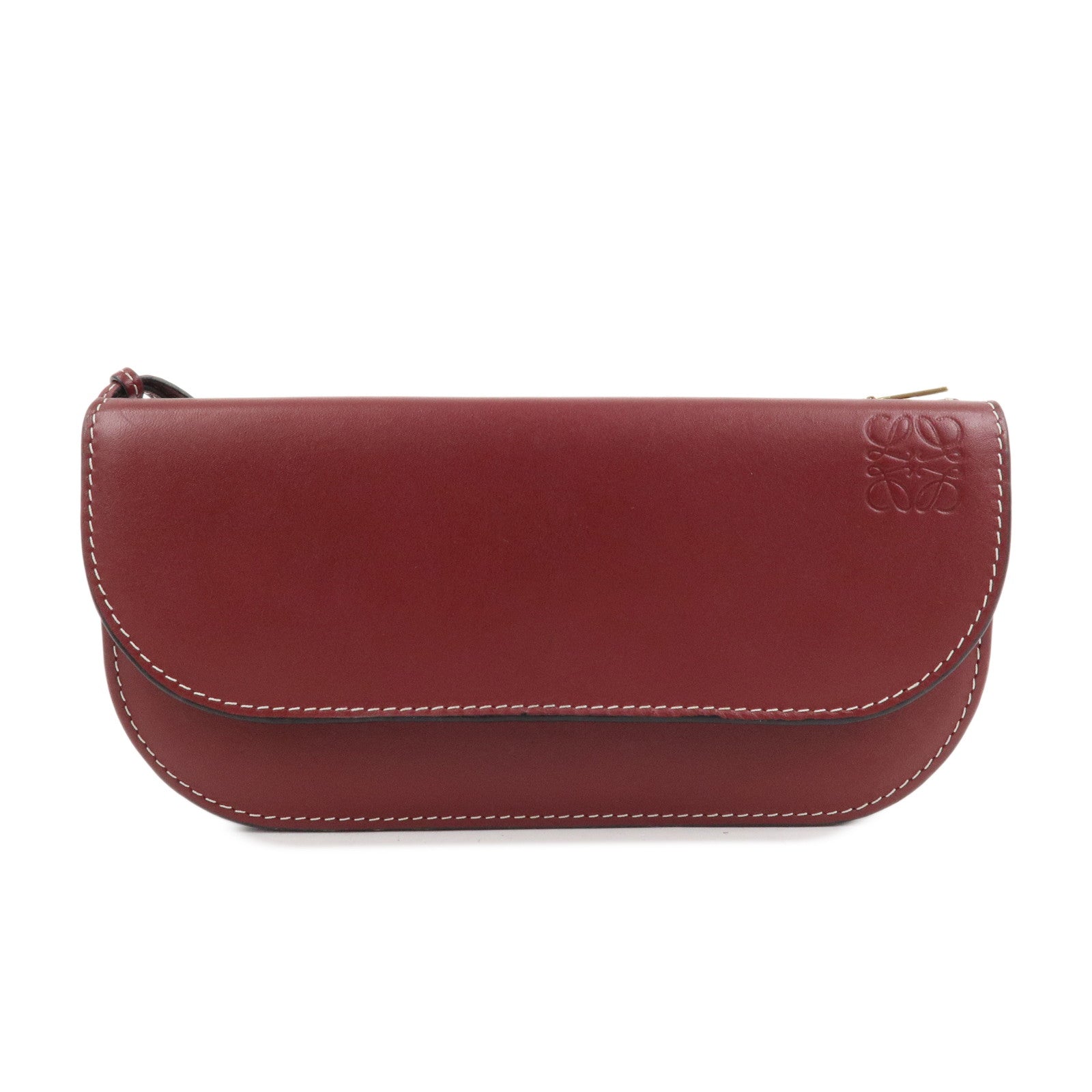 LOEWE Anagram Gate Continental Leather Long Wallet Bordeaux