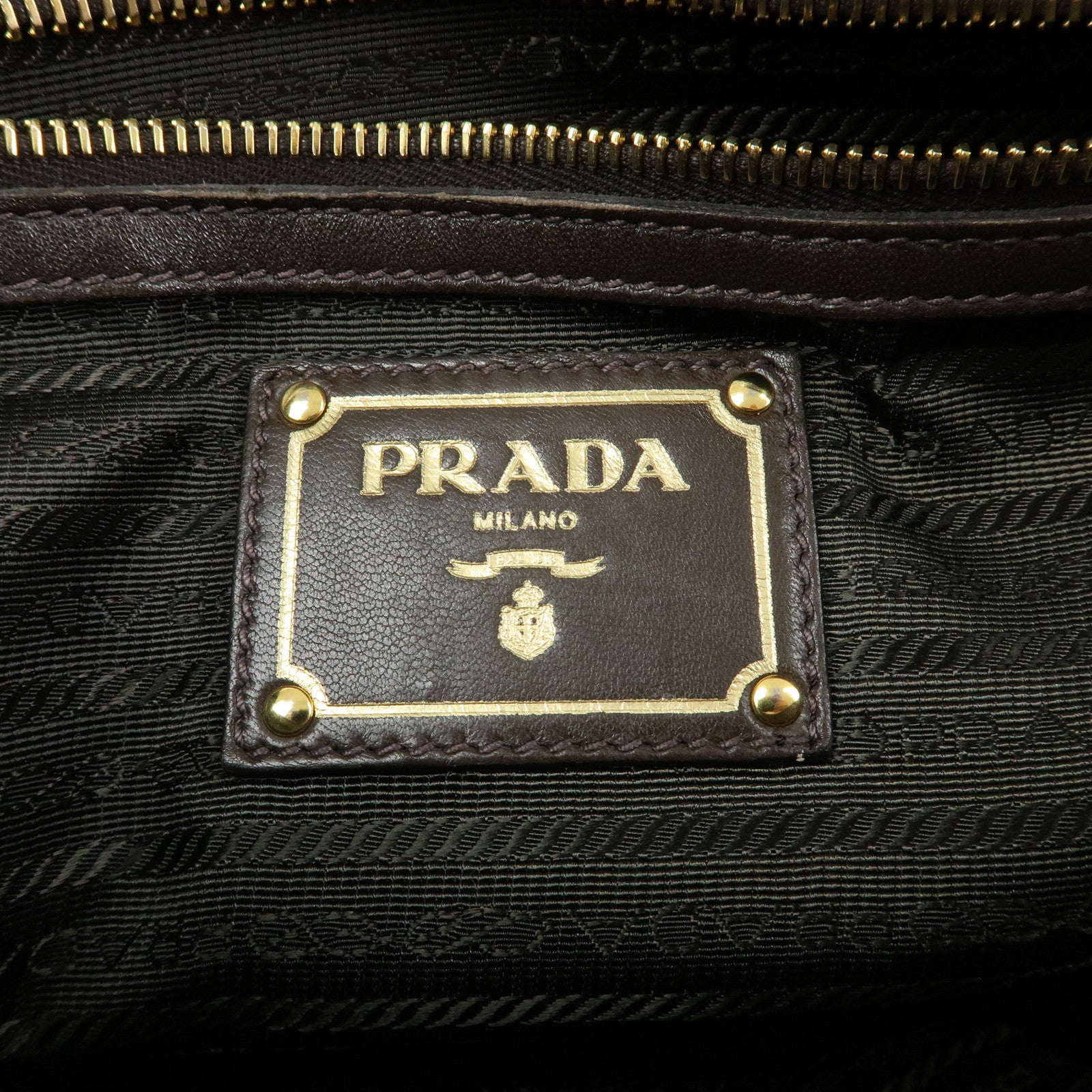PRADA Nylon Leather Gathered 2Way Bag Hand Bag Khaki BN1407