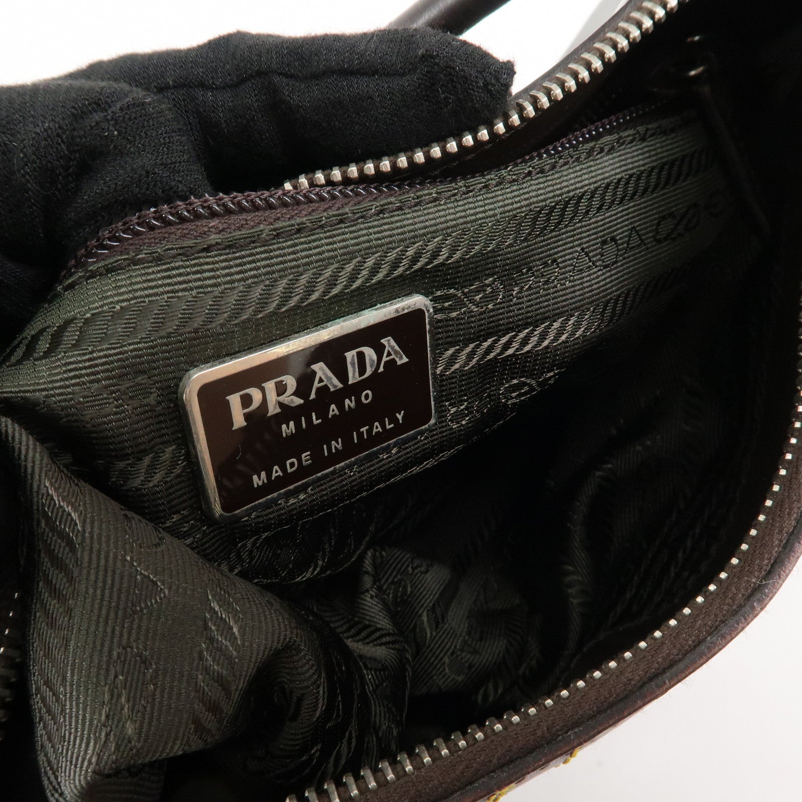 PRADA Logo Leather Shoulder Bag Hand Bag Brown Yellow B11055 Used