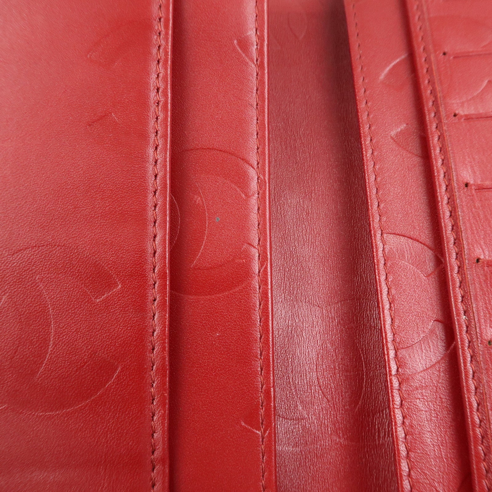 CHANEL Cambon Line Matelasse W Hook Long Wallet Red A46643