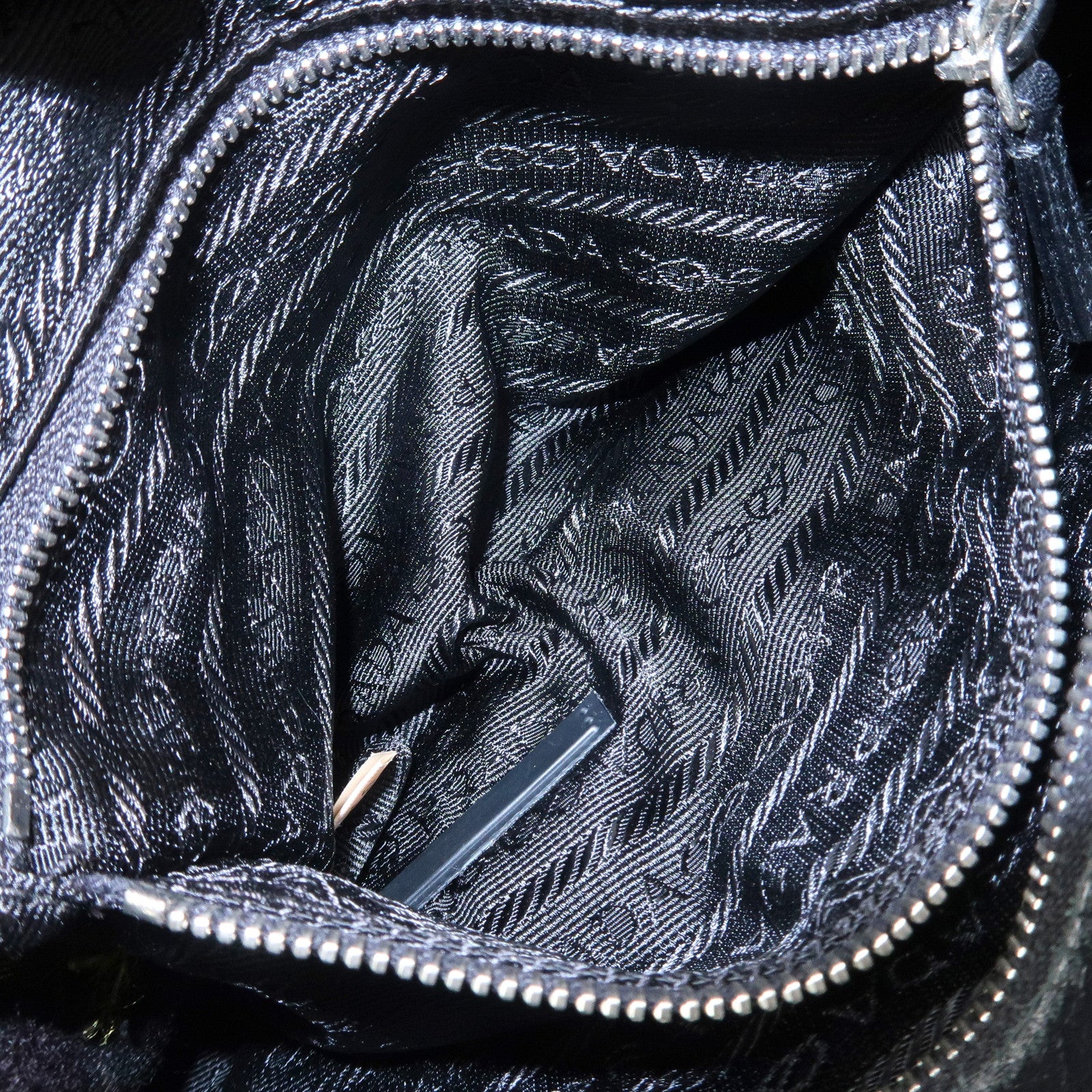 PRADA Triangle Logo Nylon Leather Ribbon Hand Bag Black Yellow
