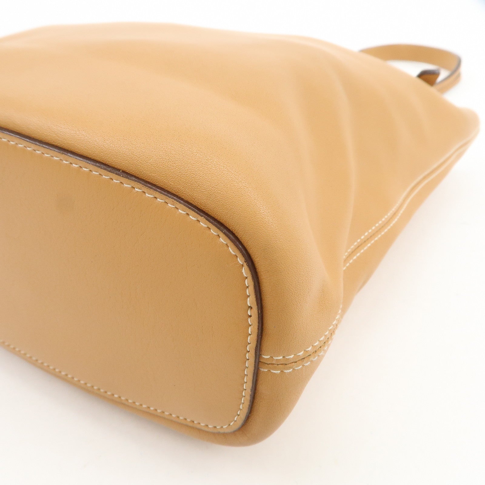 LOEWE Logo Leather Shoulder Bag Hand Bag Tote Bag Light Brown