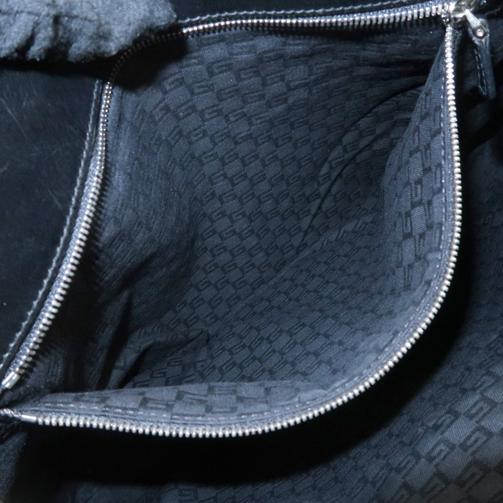 GUCCI Interlocking G Canvas Leather Hand Shoulder Bag Black 114875 Used