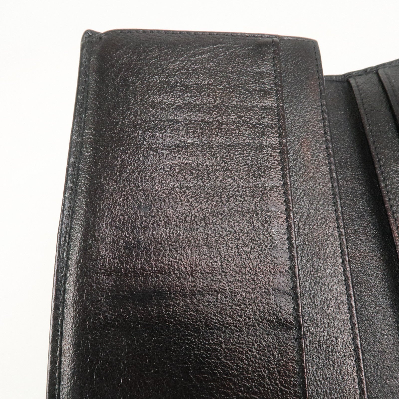 CHANEL Camellia COCO Mark Leather Bi-fold Long Wallet Black