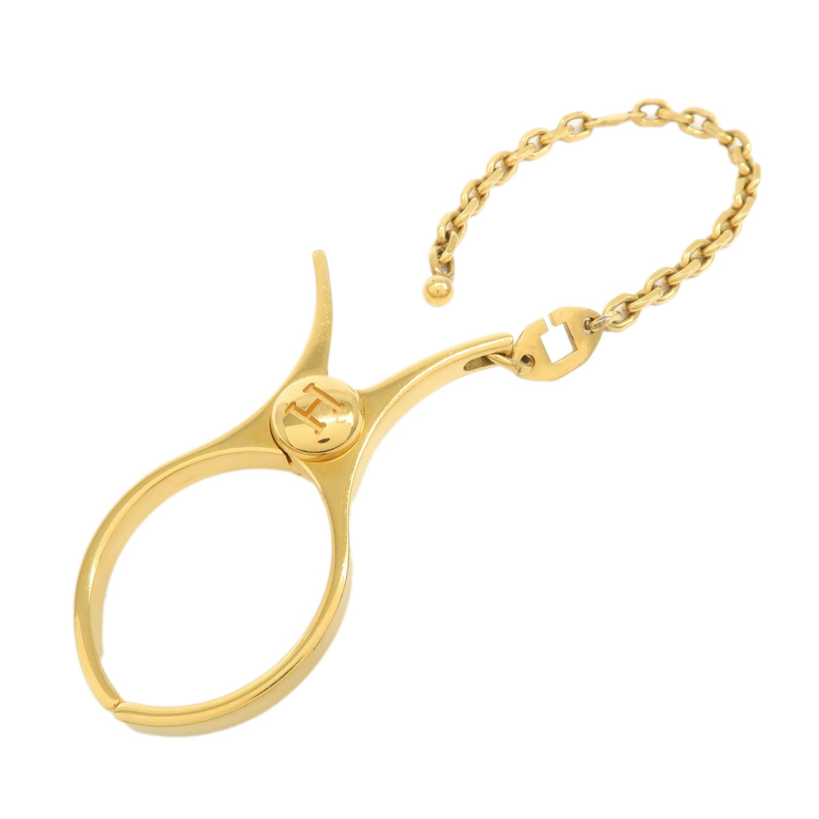 HERMES Filou Metal Glove Holder Charm Gold 000833G