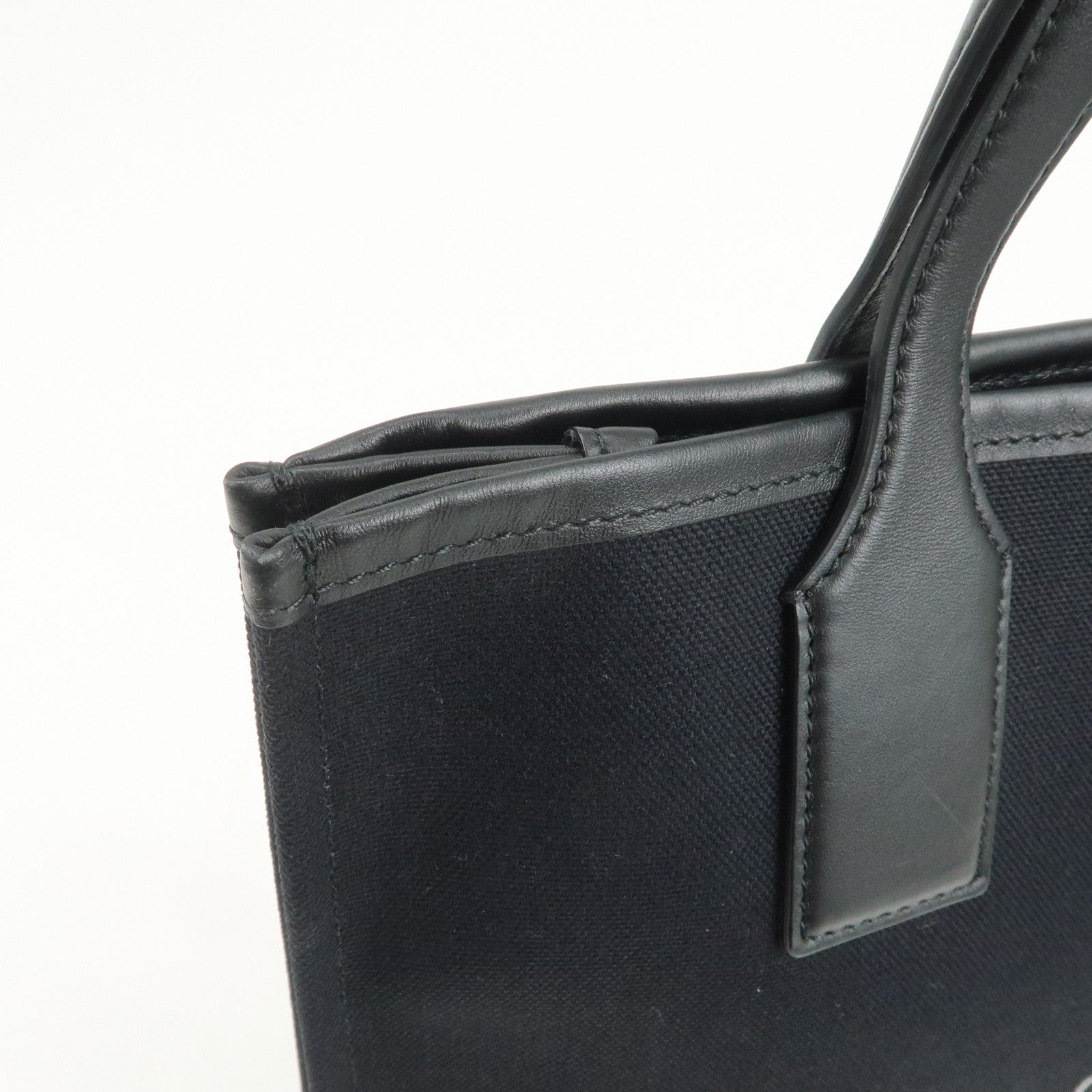 Ferragamo Canvas Leather Tote Bag Shoulder Bag Black