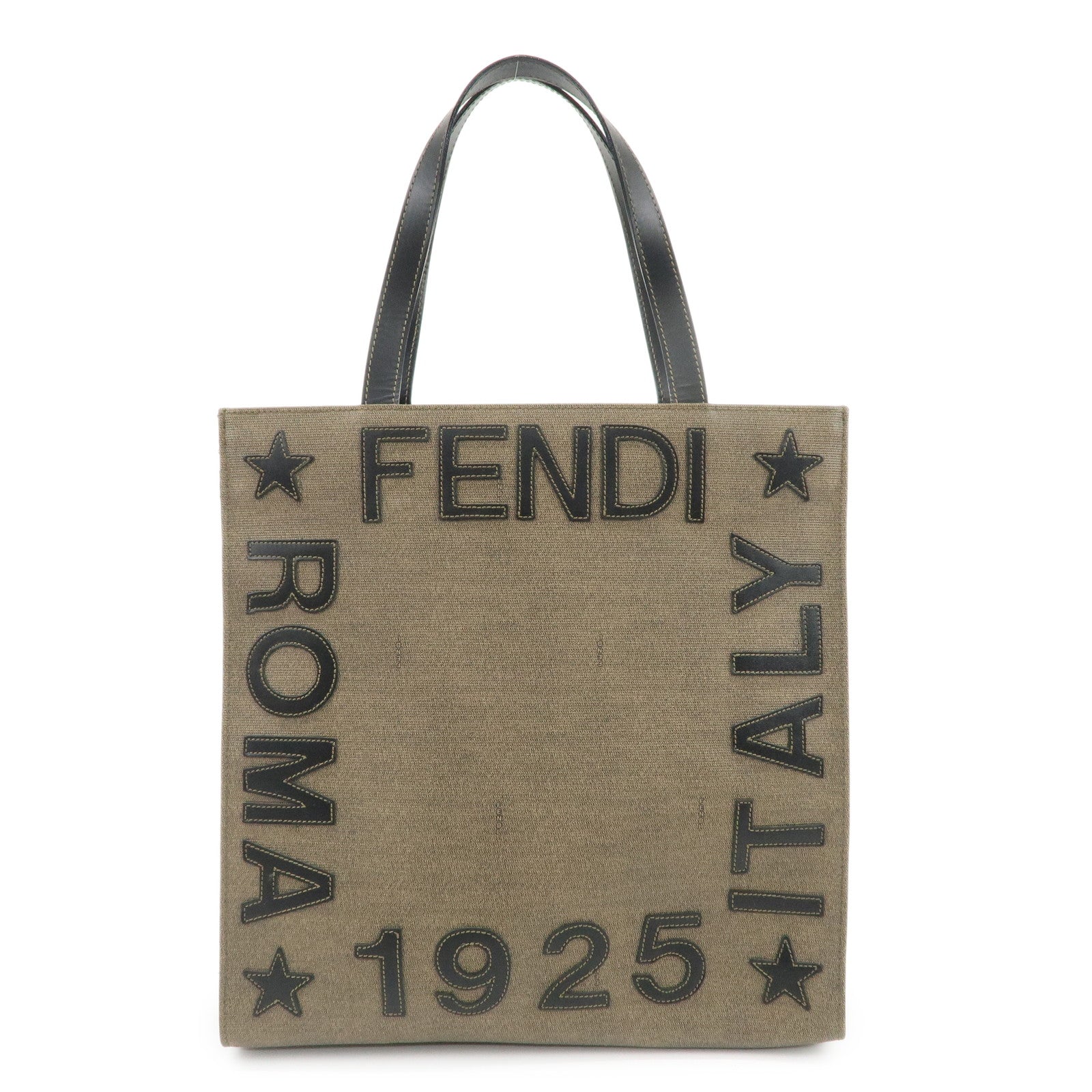 FENDI 1925 ROMA ITALY PVC Leather Tote Bag Brown Black 45426000