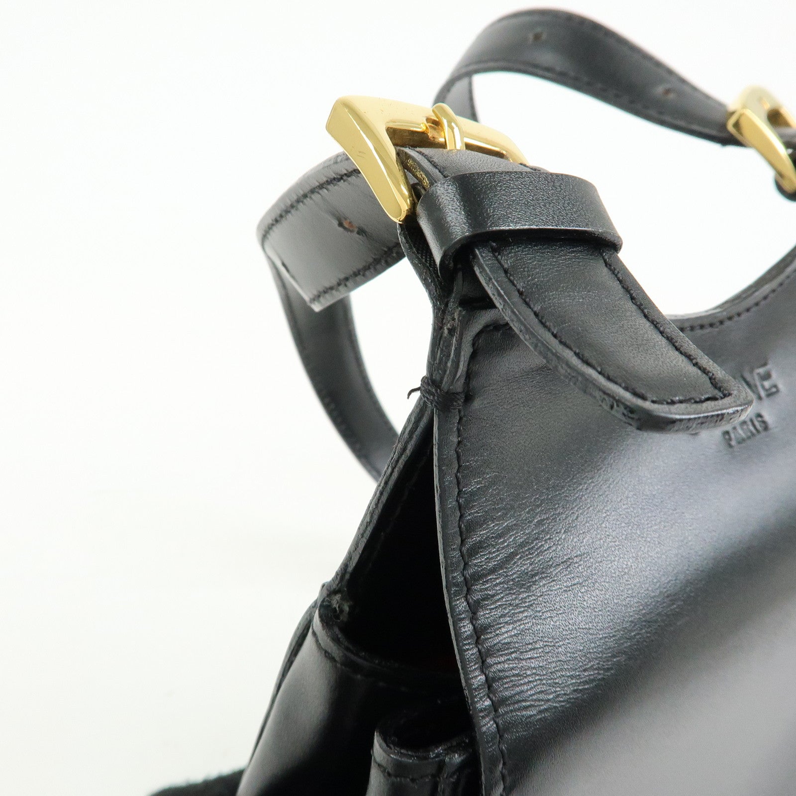 CELINE Leather Shoulder Bag Crossbody Bag Black