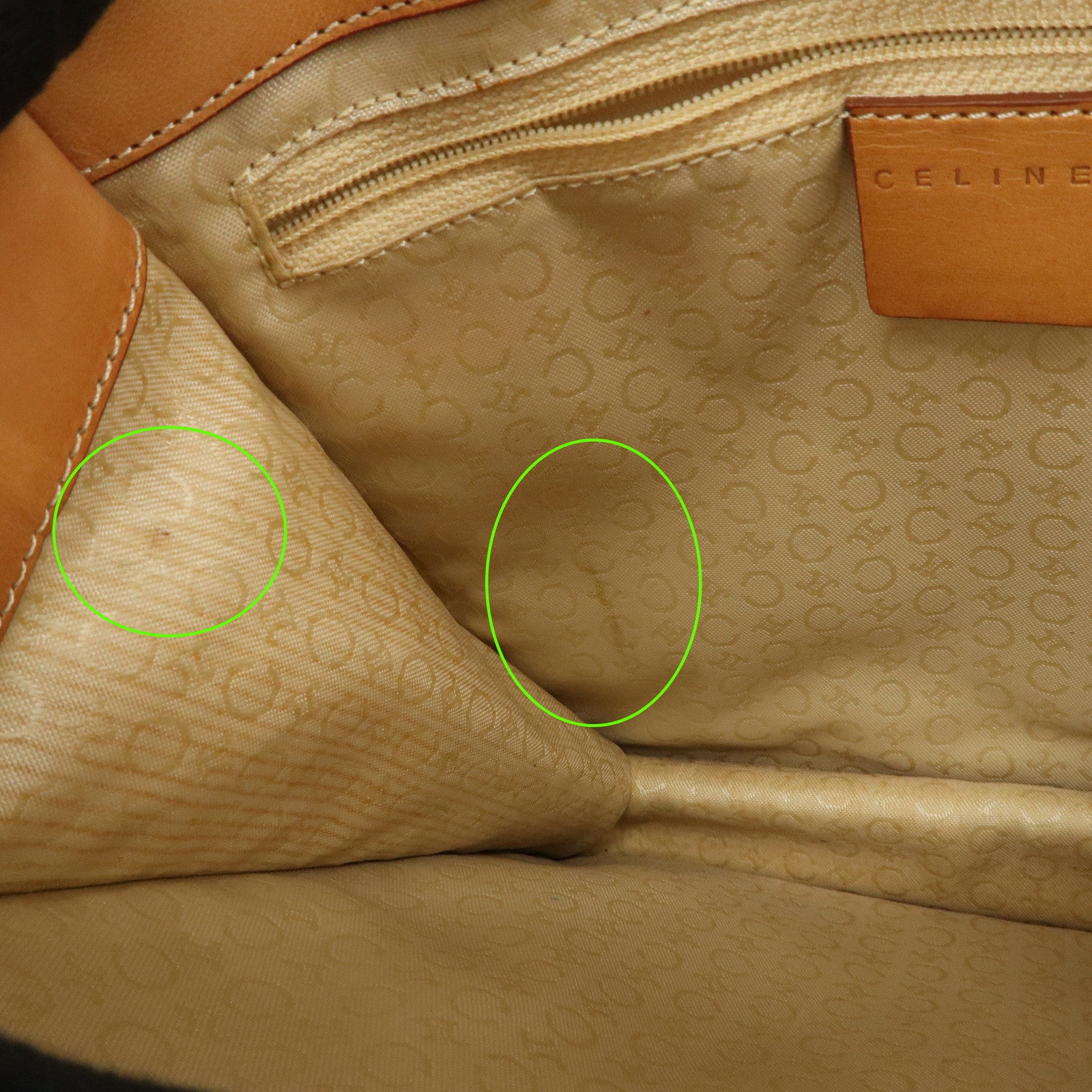 CELINE C Macadam Suede Leather Tote Bag Hand Bag Orange Light Brown