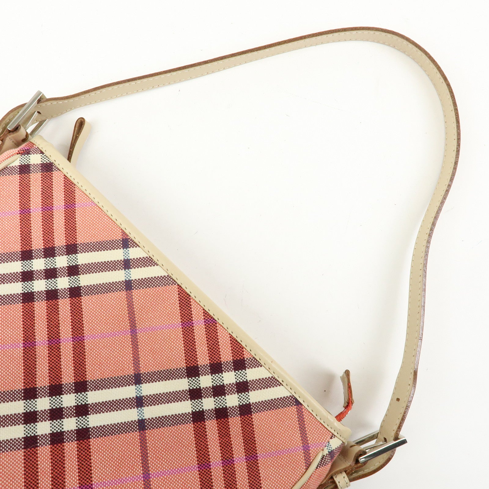BURBERRY Blue Label Canvas Leather Shoulder Bag Hand Bag Pink Beige