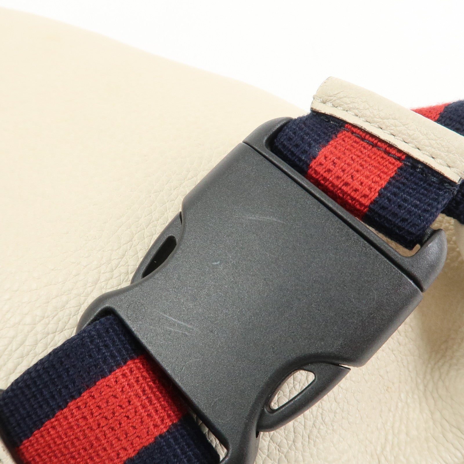 GUCCI Sherry Leather Canvas Waist Bag Ivory 493869