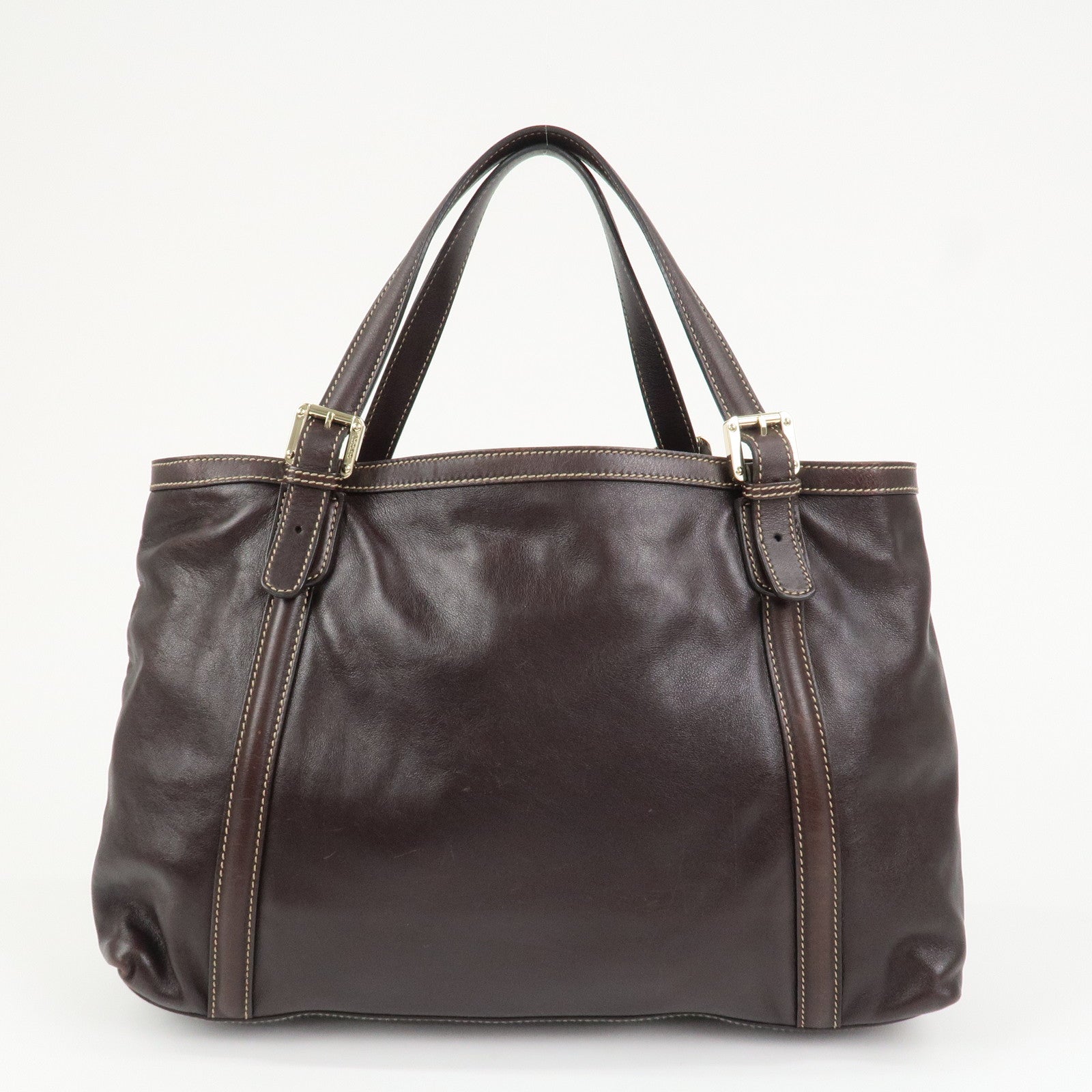 GUCCI Interlocking G Sherry Leather Shoulder Bag Dark Brown 162094