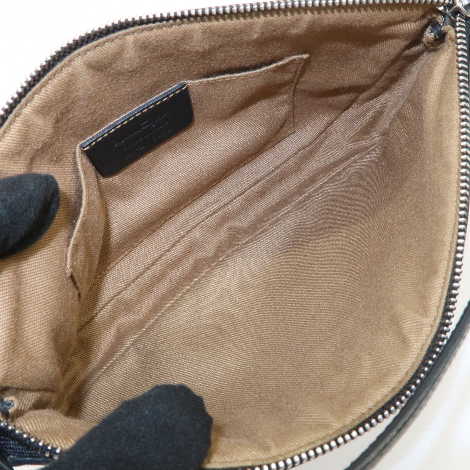 Ferragamo Gancini PVC Accessary Pouch Hand Bag Black