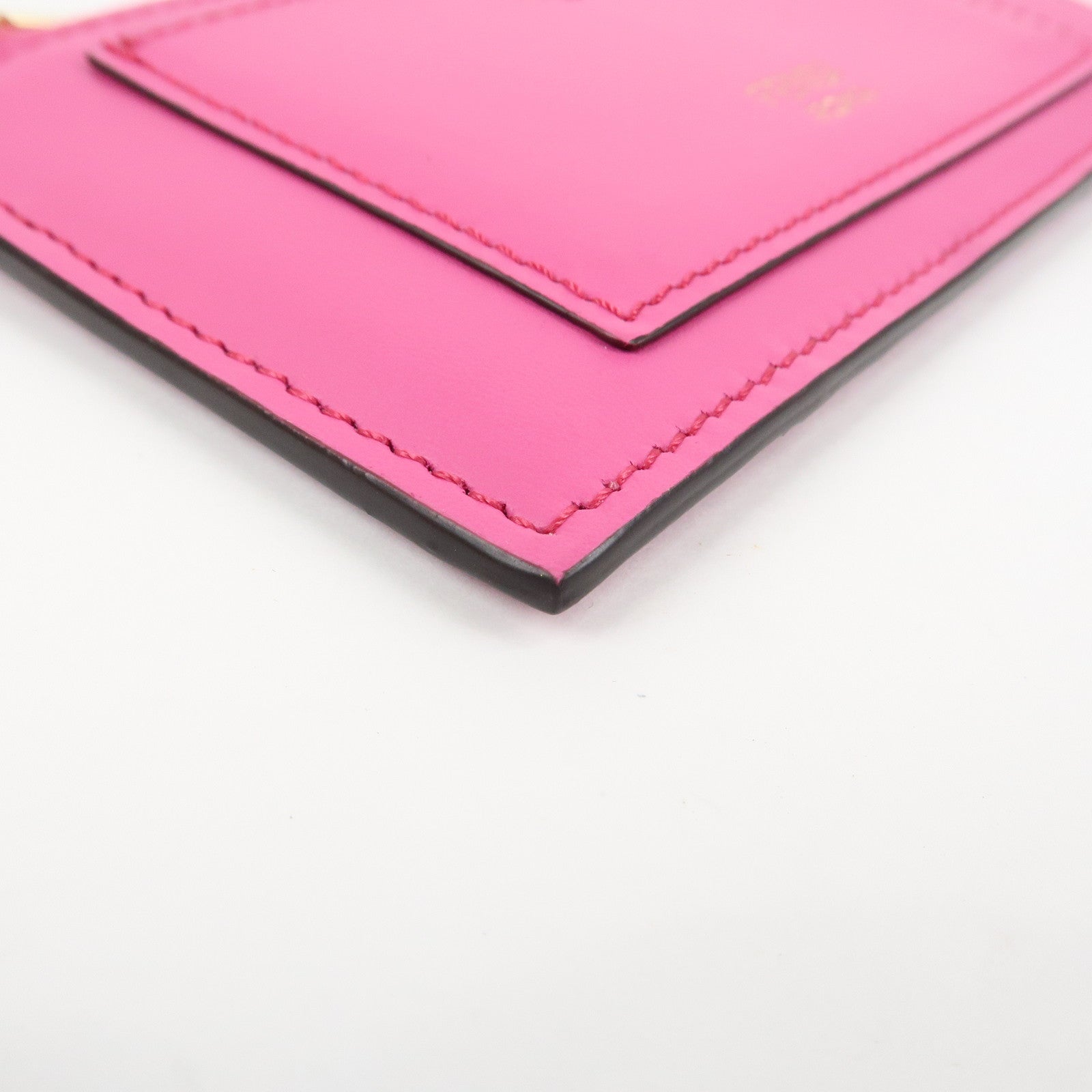 FENDI Peekaboo Leather Card Case Fragment Case Coin Case Pink 8M0489 Used