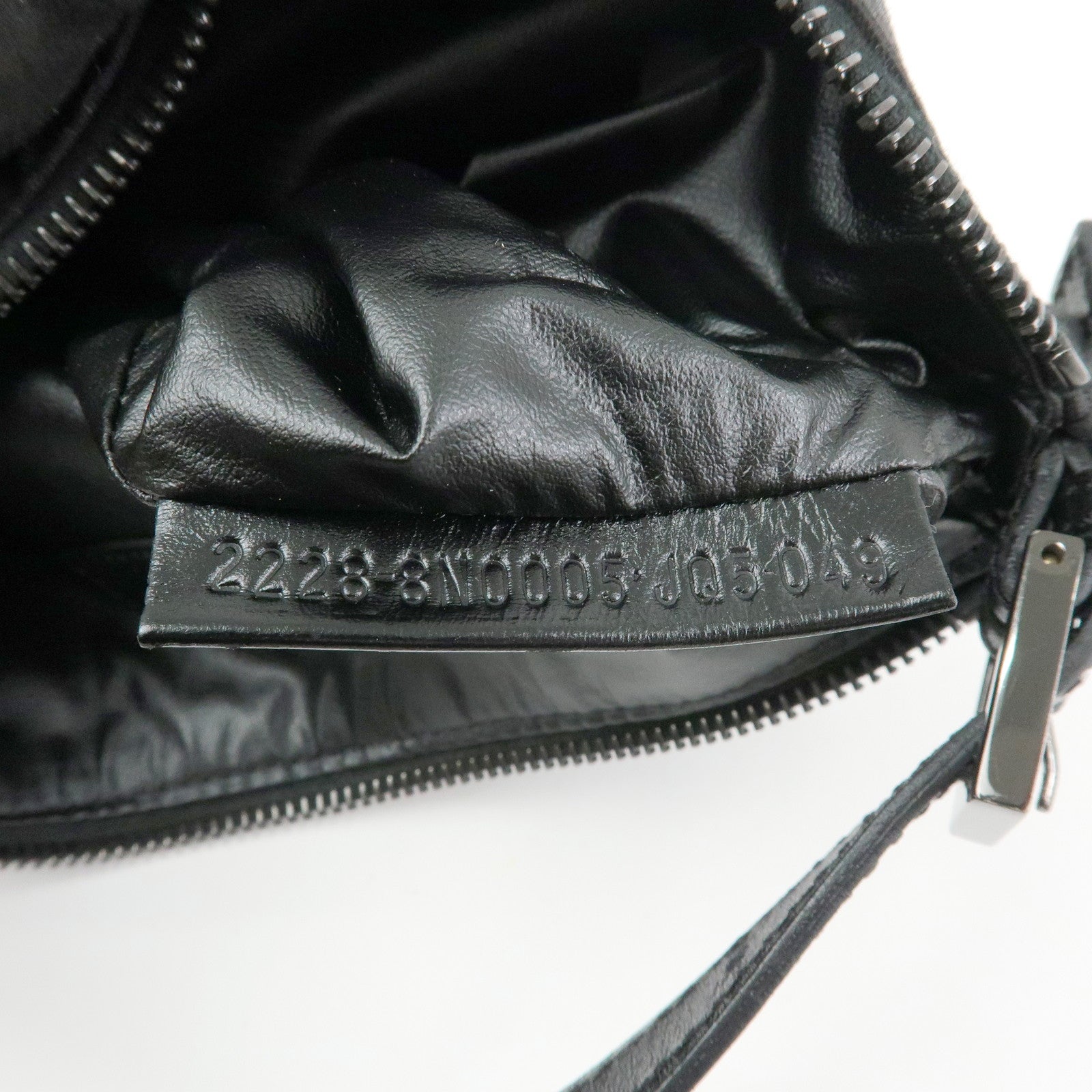 FENDI Zucchino Canvas Leather Hand Bag Pouch Black 8N0005