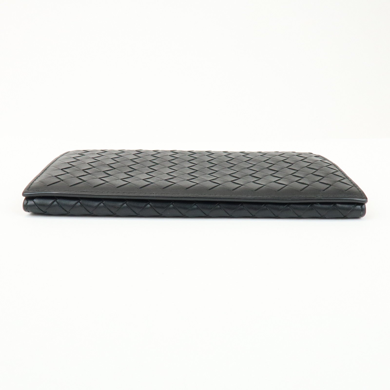 BOTTEGA VENETA Intrecciato Leather Long Wallet Black