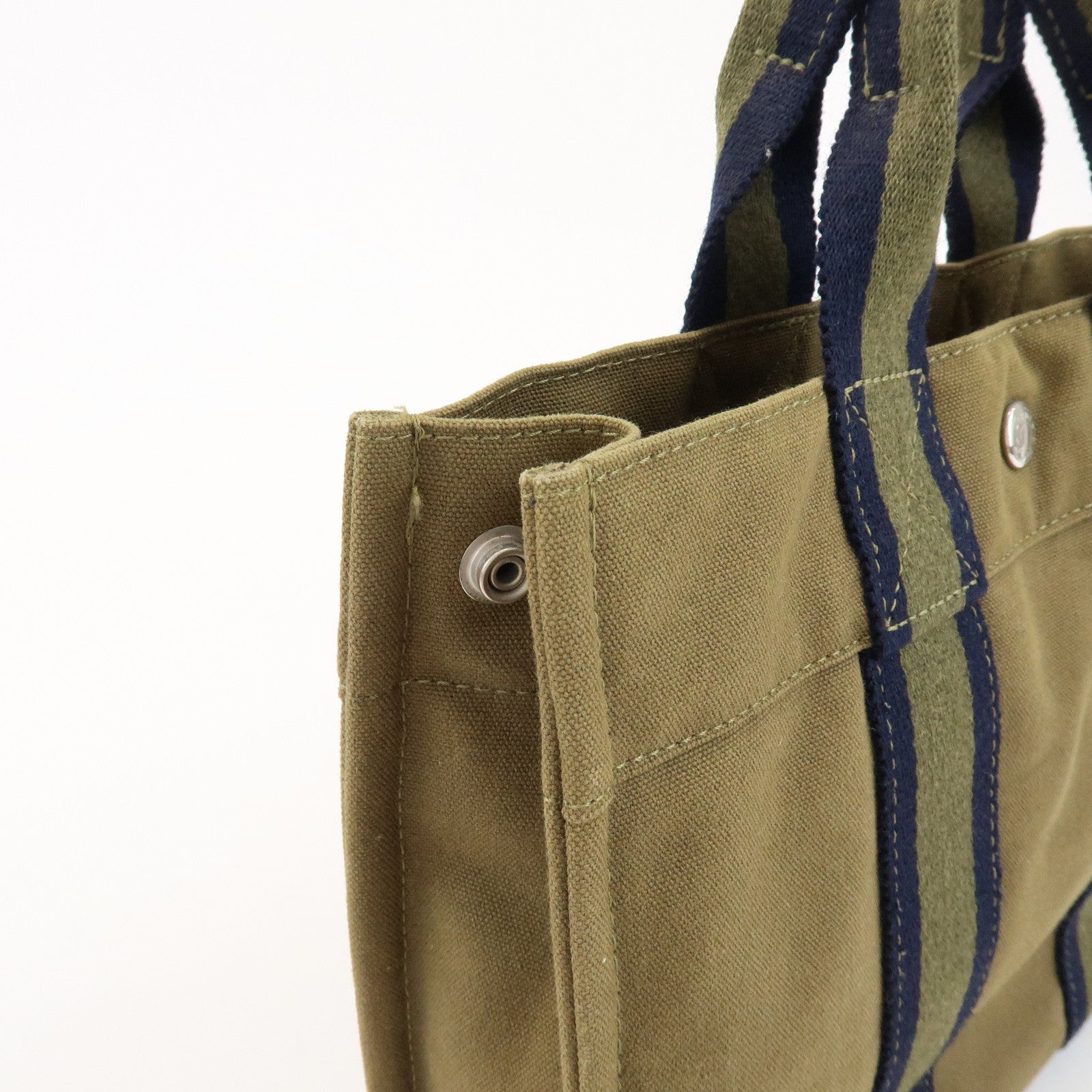 HERMES Canvas Fourre tout PM Hand Bag Tote Bag Khaki