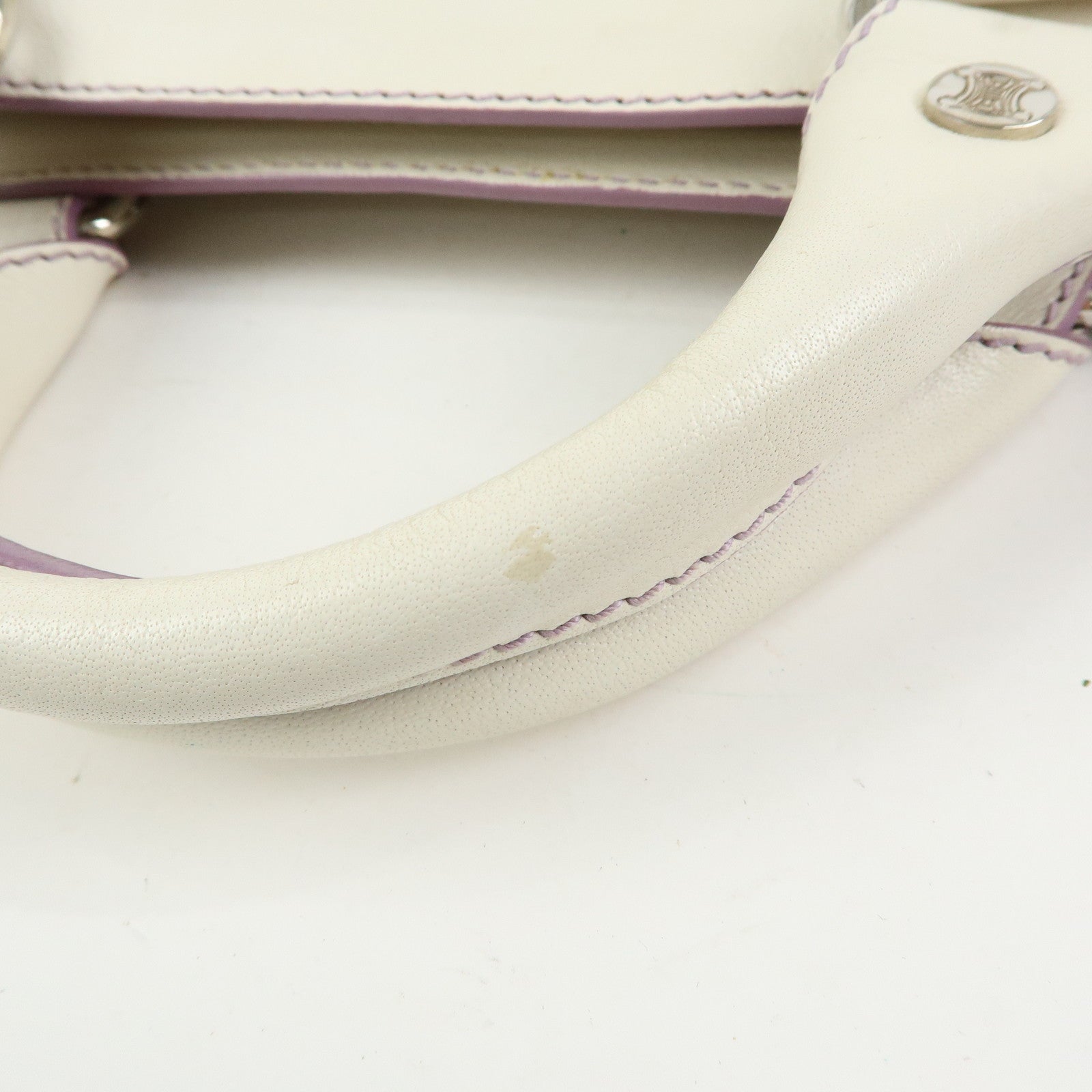 CELINE Macadam Leather Boogie Bag Hand Bag Tote Bag White Purple