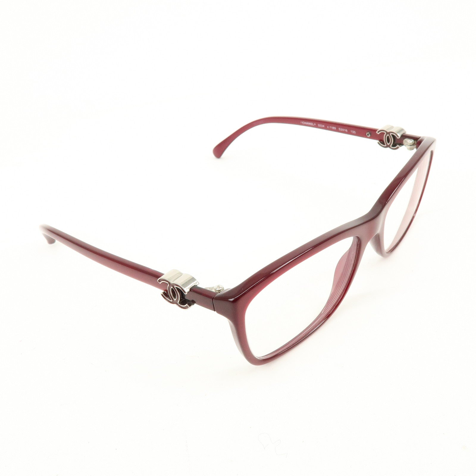 CHANEL COCO Mark Plastic Glasses Wine Red 3234 52□16 135
