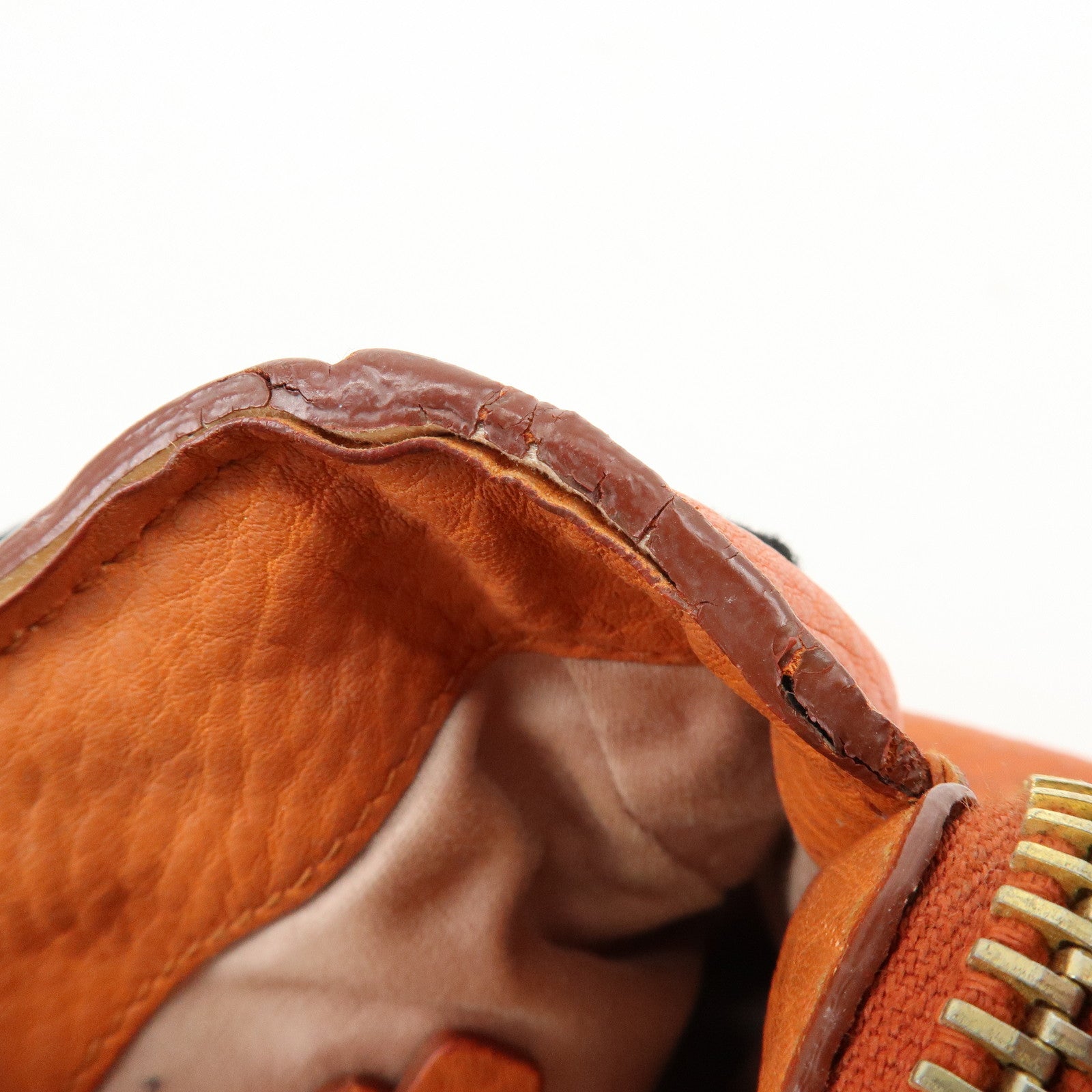 MIU MIU Logo Leather Hand Bag Tote Bag Orange