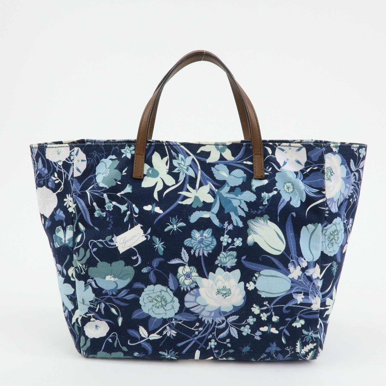 GUCCI Children's Canvas Leather Tote Bag Hand Bag Flower 284721