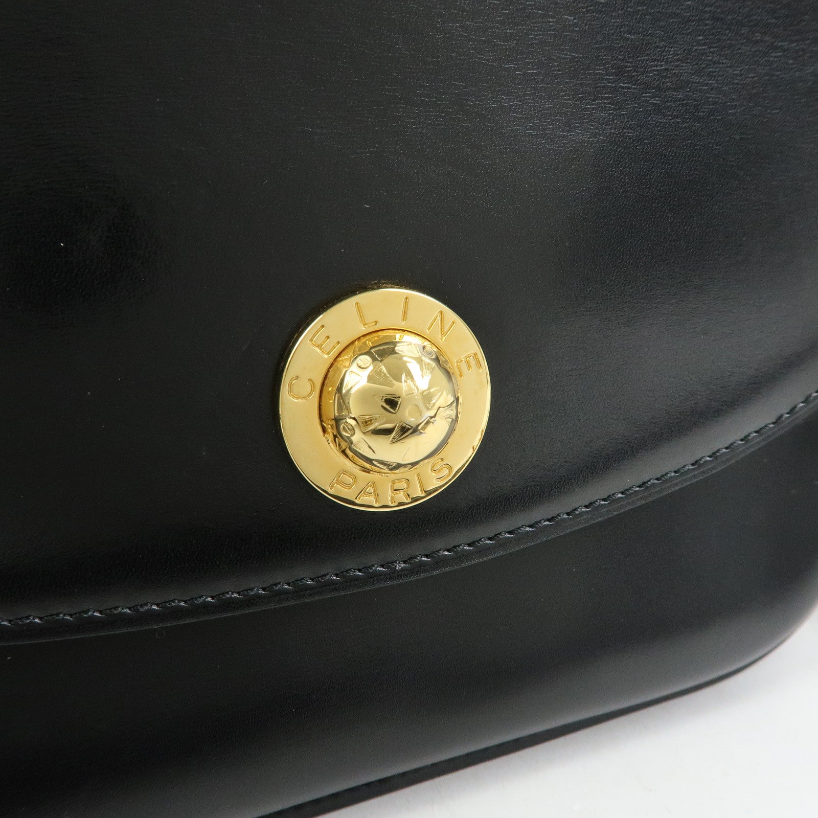 CELINE Leather Shoulder Bag Crossbody Bag Black