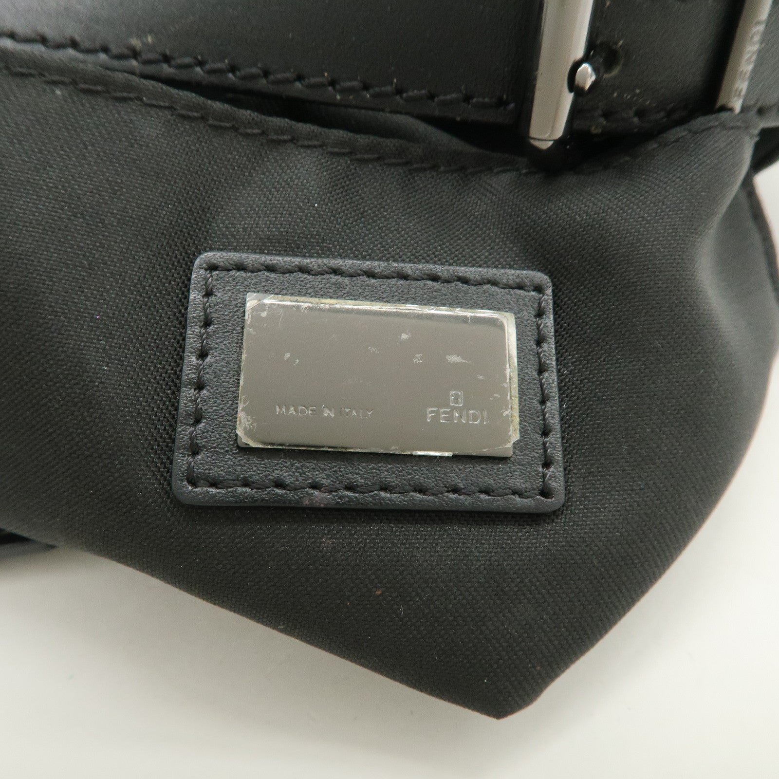 FENDI Zucchino Canvas Leather Shoulder Bag Hand Bag Black 8BR248