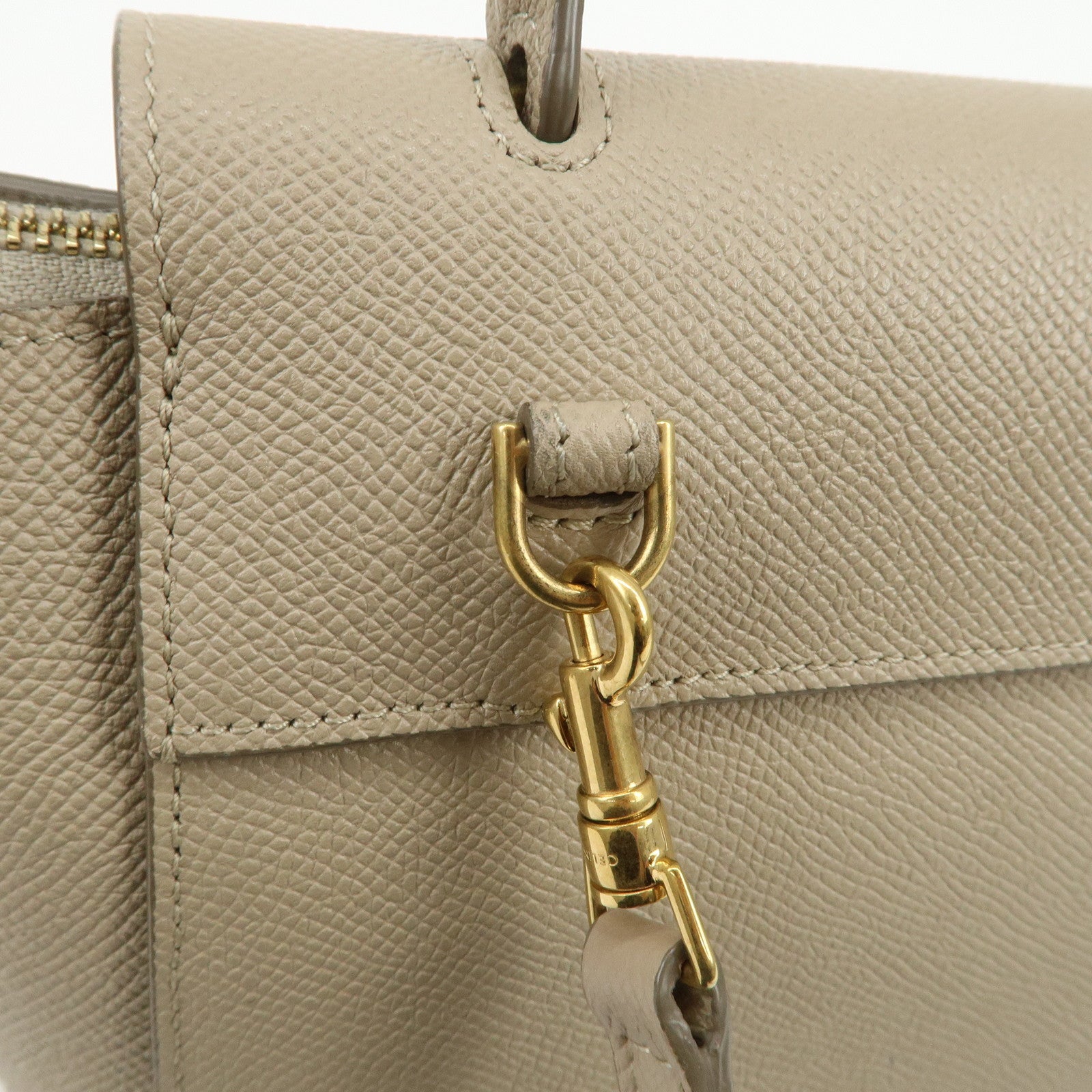 CELINE Belt Bag Leather Nano 2WAY Hand Bag Shoulder Bag Beige