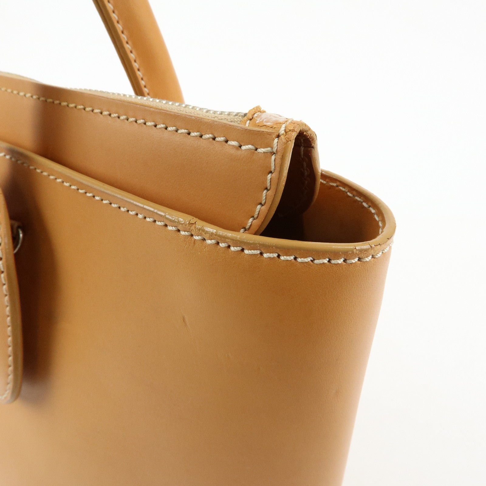 TOD'S Logo Leather 2Way Bag Tote Bag Shoulder Bag Camel