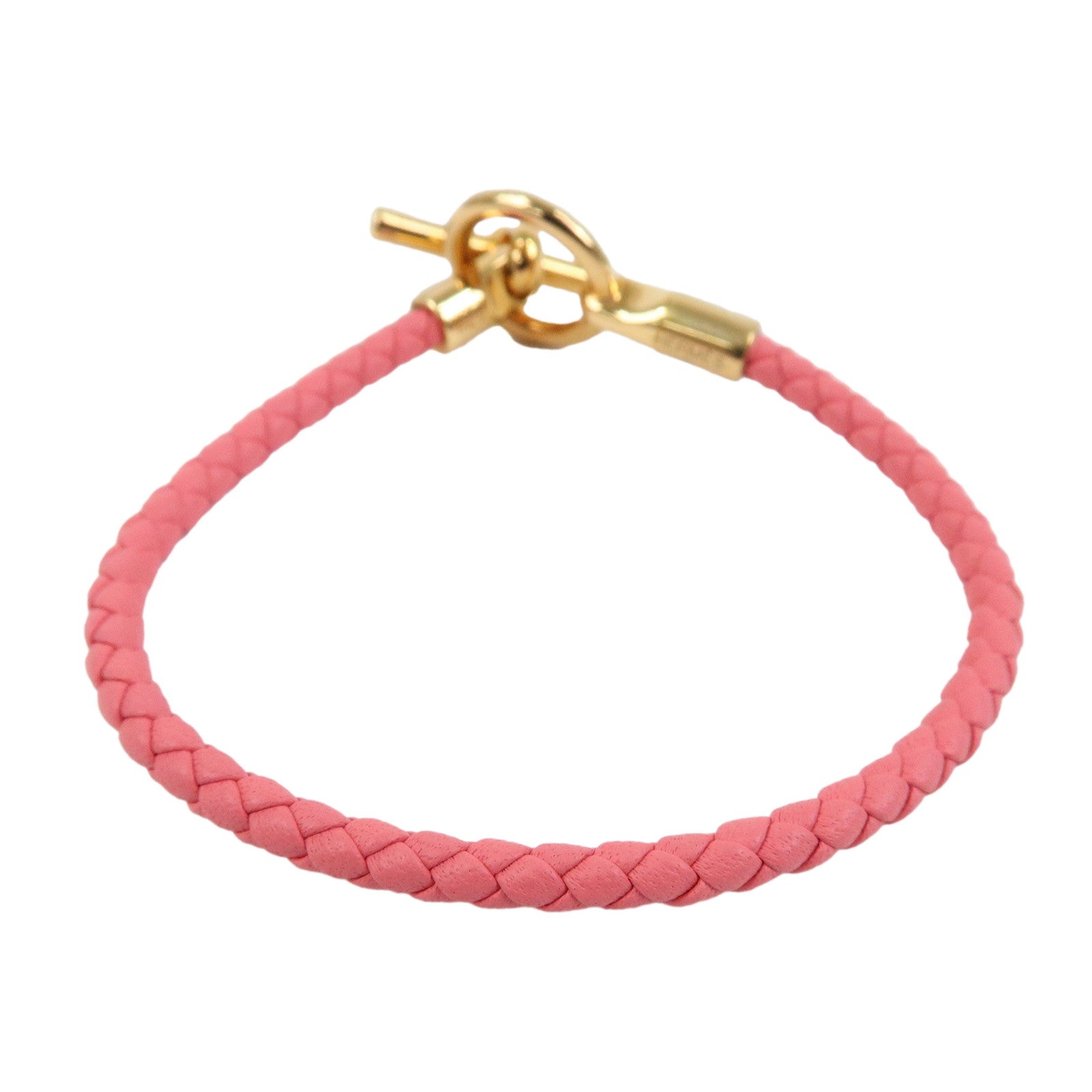 HERMES Glenan H Tresse en Veau Swift Leather Bracelet Pink