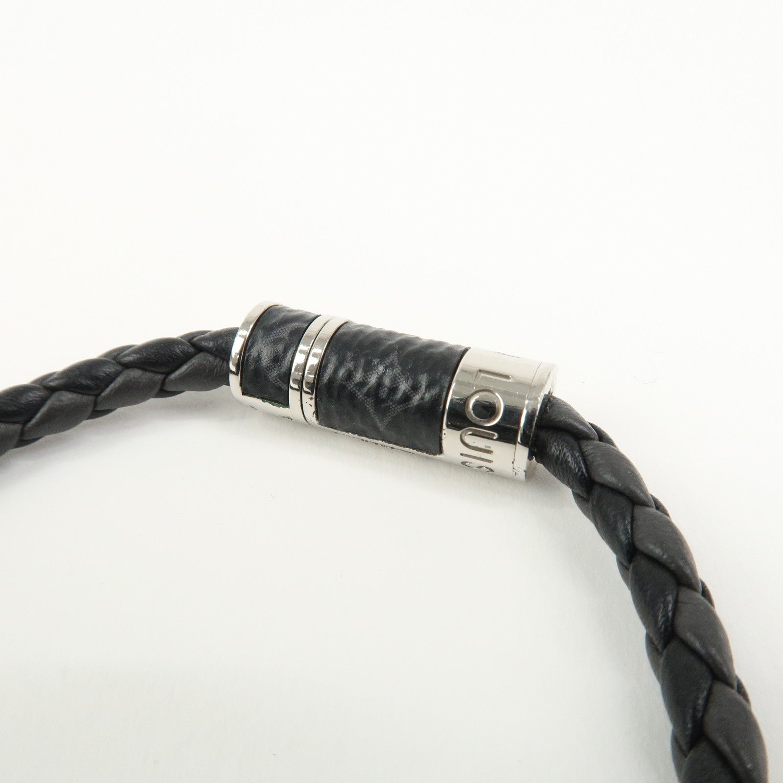Louis Vuitton Monogram Eclipse Leather Bracelet Braided It M6588