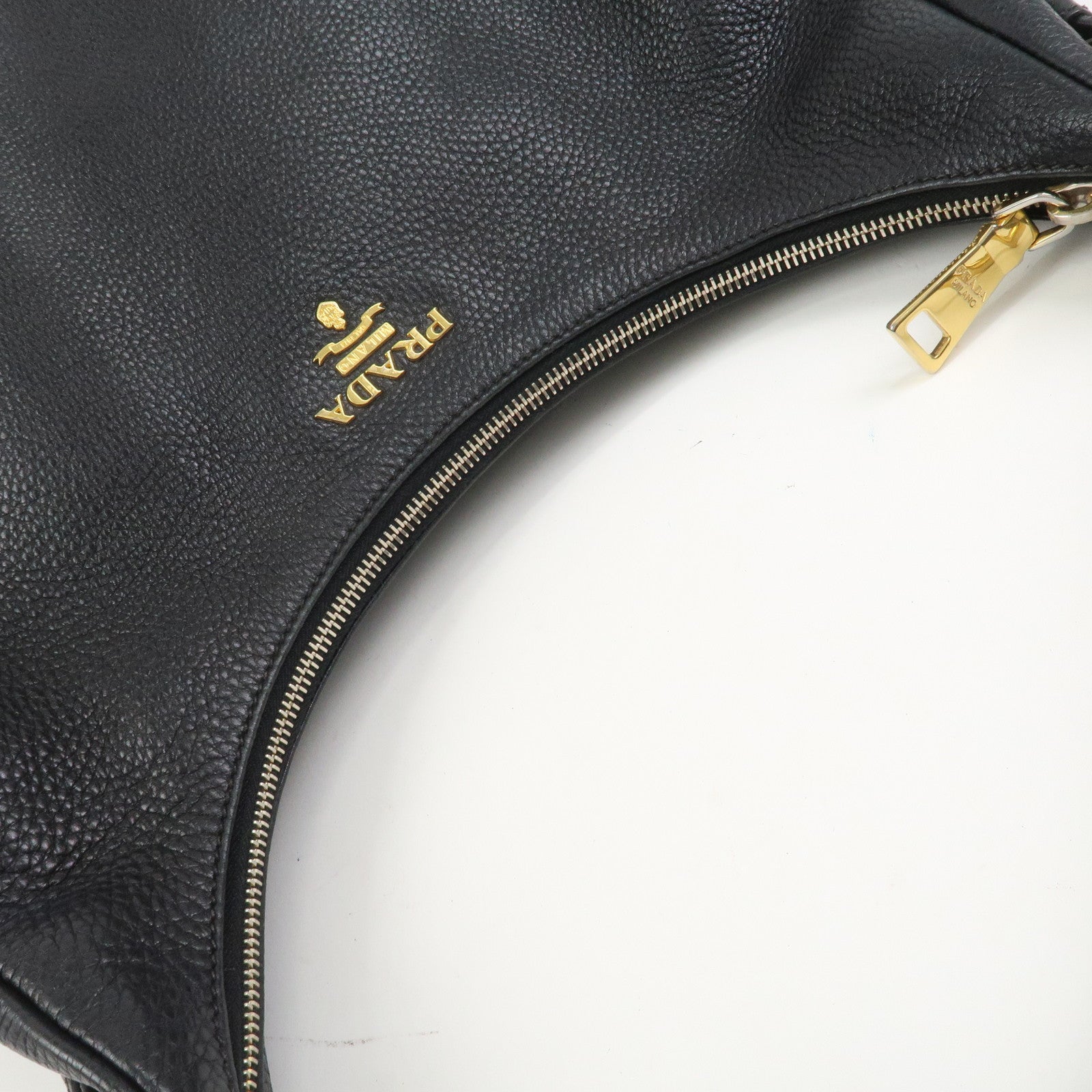 PRADA Leather Shoulder Bag Hand Bag Black BR4311