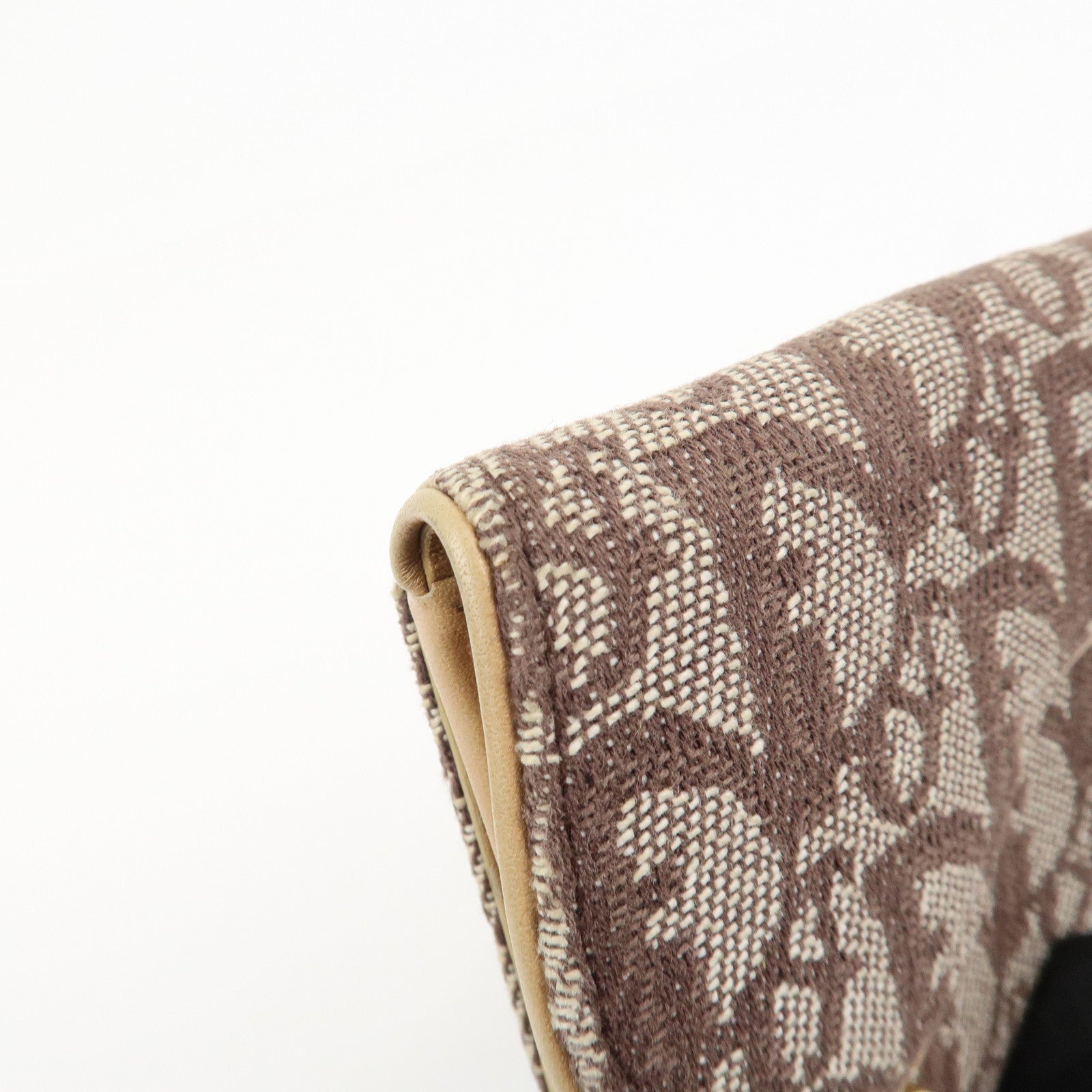 Christian Dior Trotter Canvas Leather Bi-fold Compact Wallet Brown