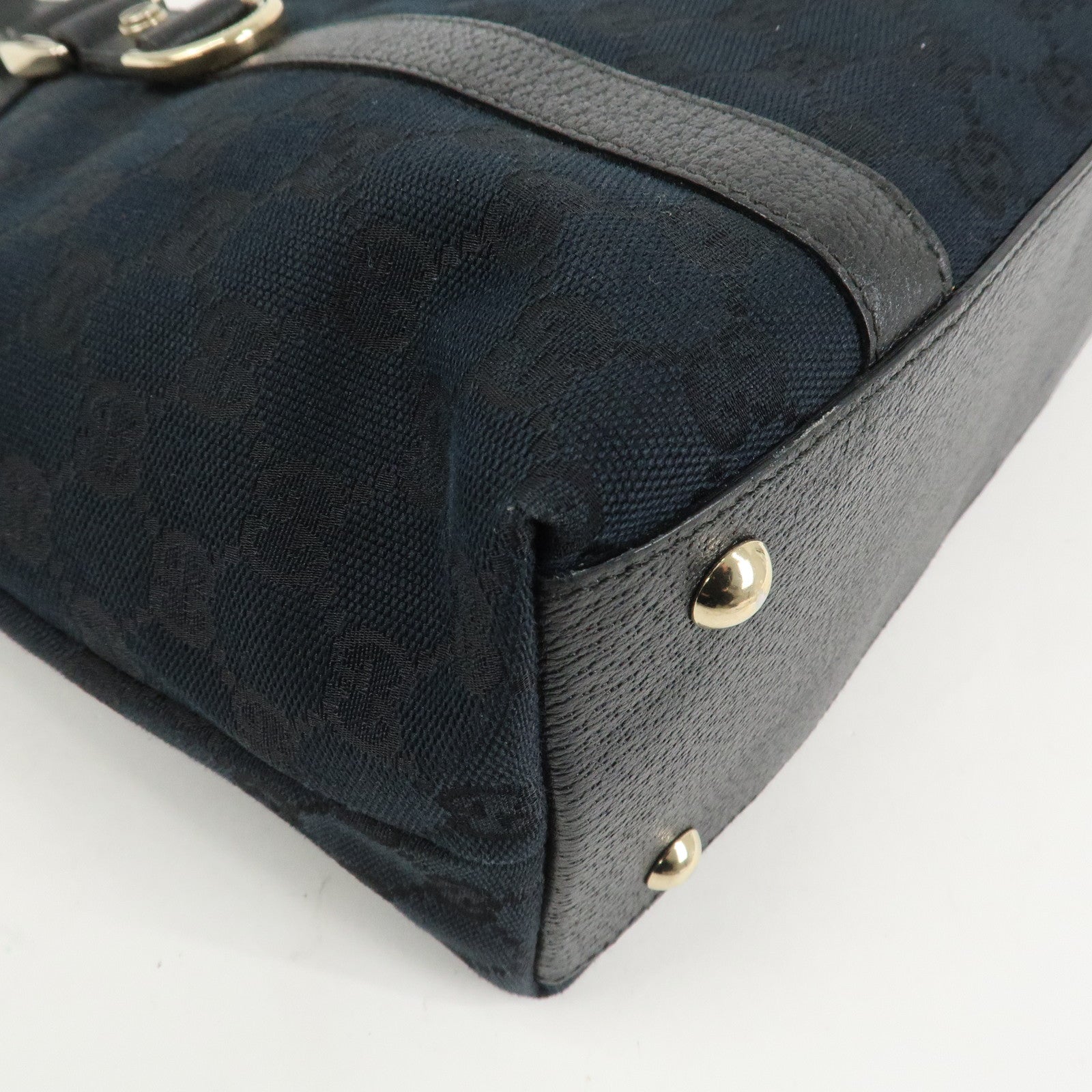 GUCCI Abbey GG Canvas Leather Tote Bag Shoulder Bag Black 141470