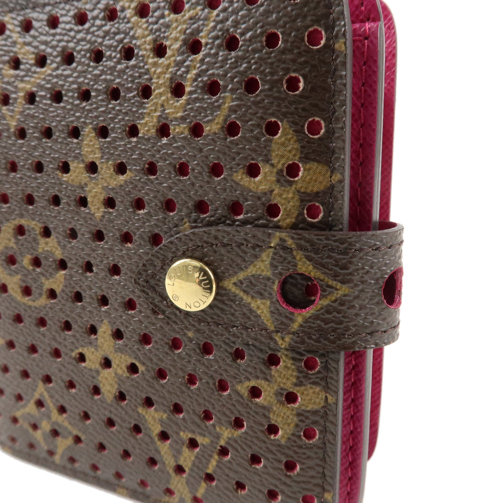 Louis Vuitton Monogram Perfor Compact Zip Bi-fold Wallet Fuchsia M95188 Used