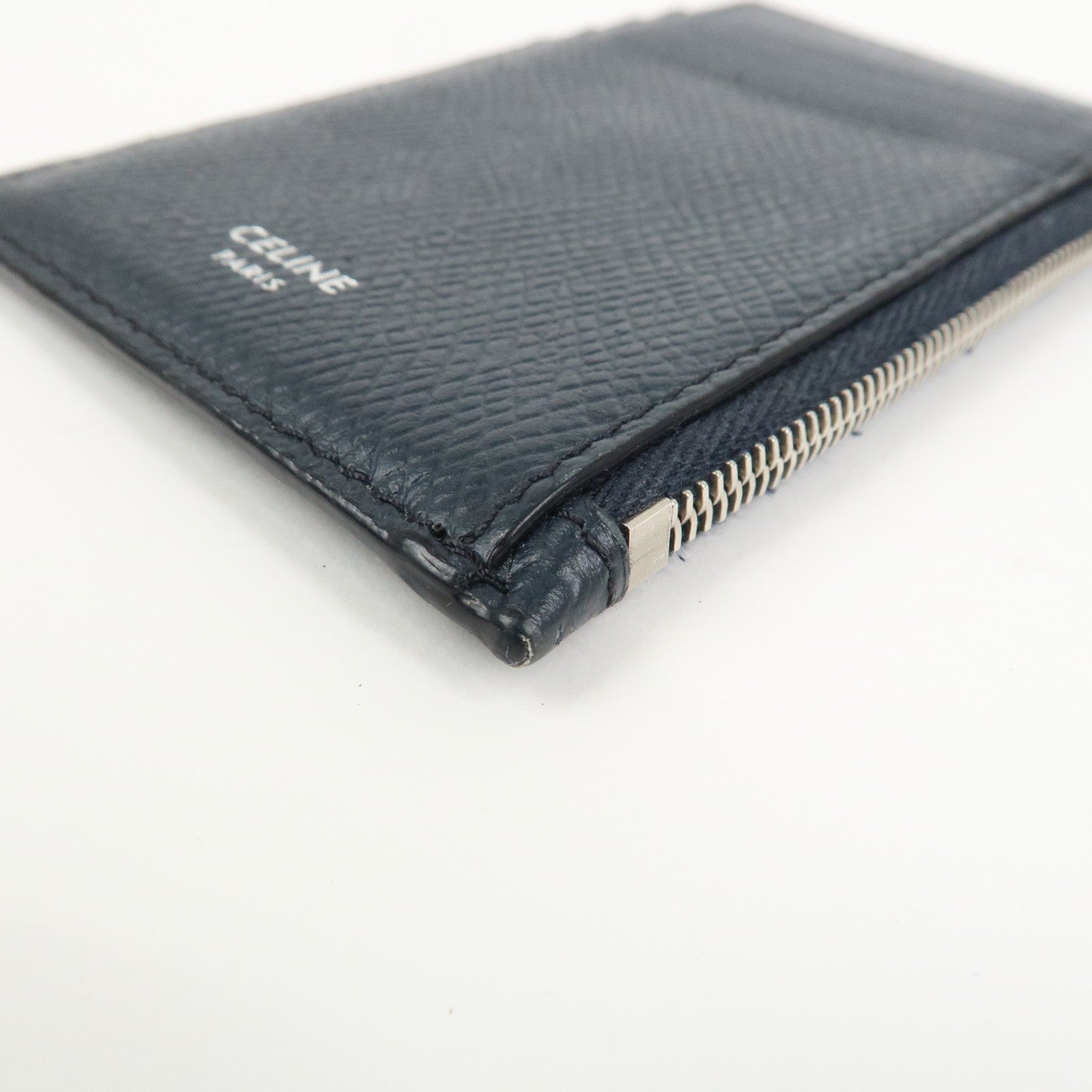 CELINE Logo Leather Card Case Card Holder FragmentツCase Dark Navy