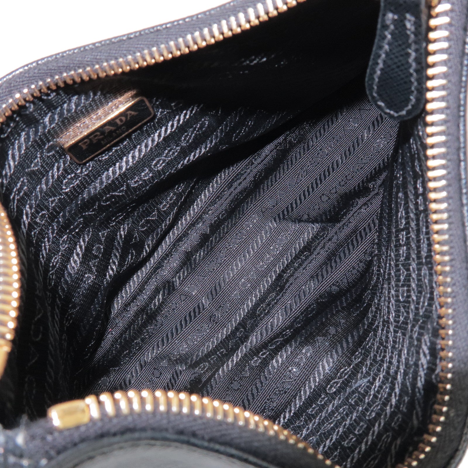PRADA Triangle Logo Saffiano Leather 2Way Shoulder Bag Black 1BH204