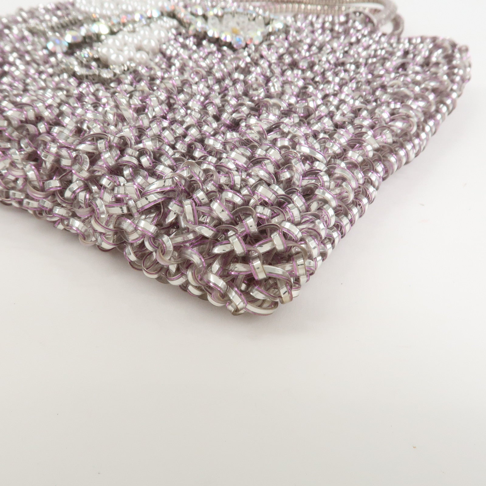 ANTEPRIMA PVC Wire Rhinestone Hand Bag Ribbon Pink