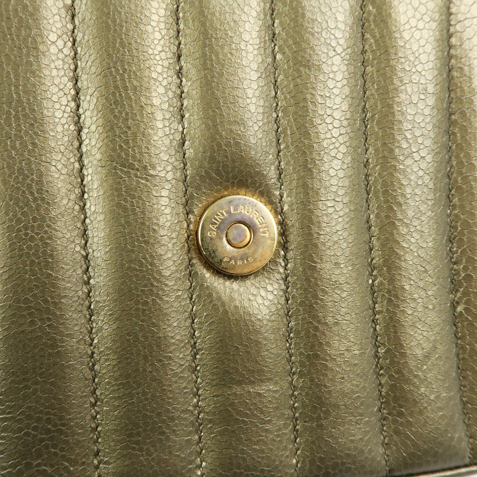 SAINT LAURENT PARIS Leather Vicky Shoulder Bag Crossbody Bag Gold