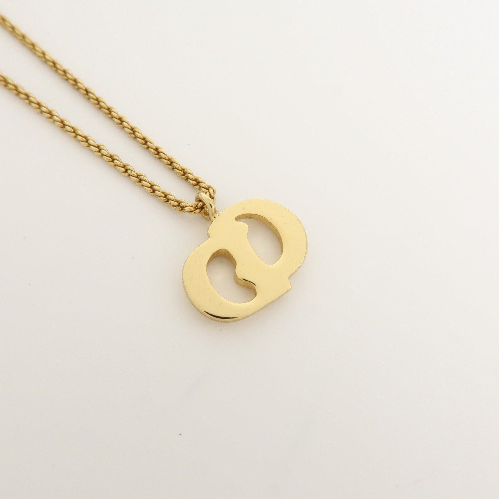 Christian Dior CD Logo Metal Necklace Gold