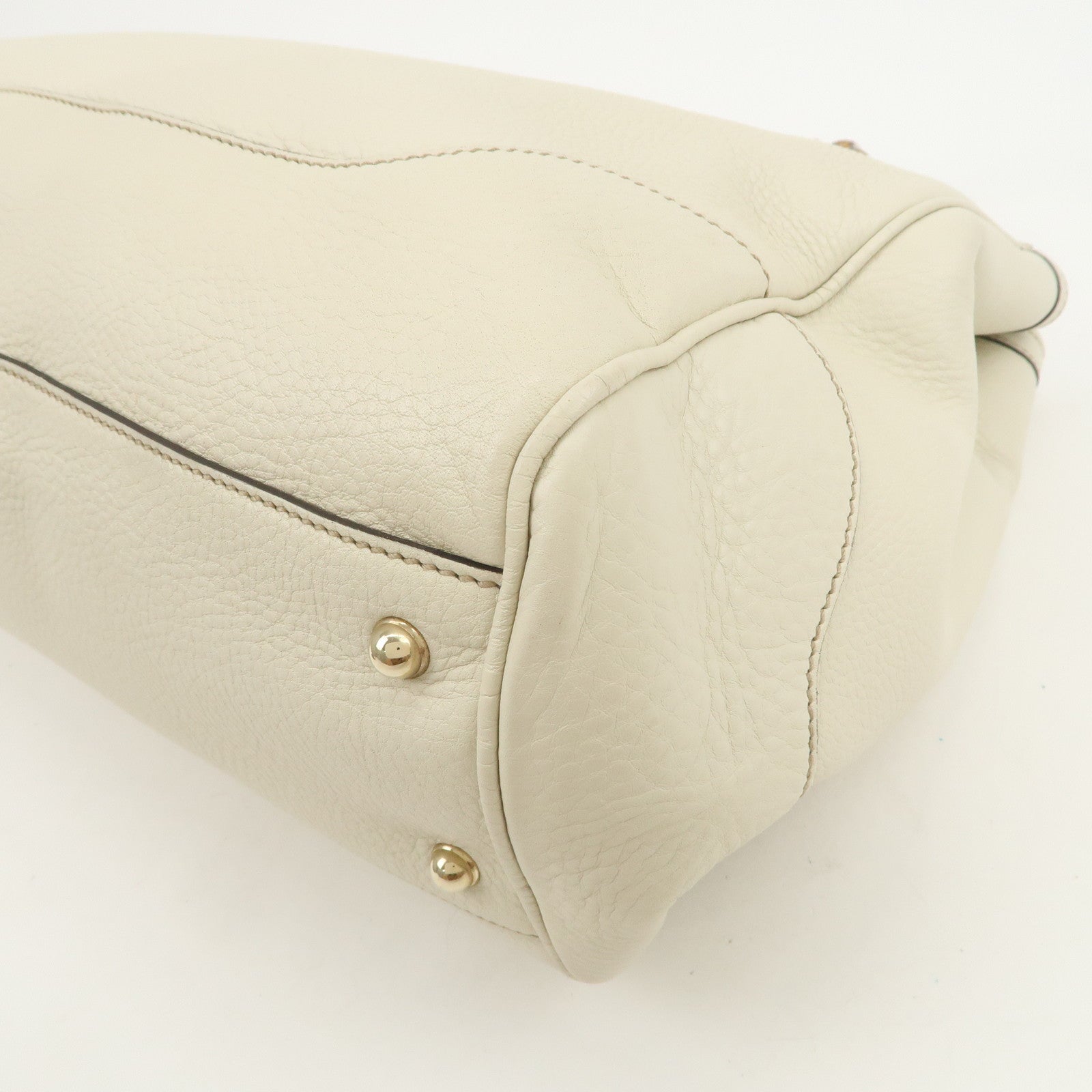 GUCCI Bamboo Leather 2Way Bag Hand Bag Shoulder Bag Ivory 282317