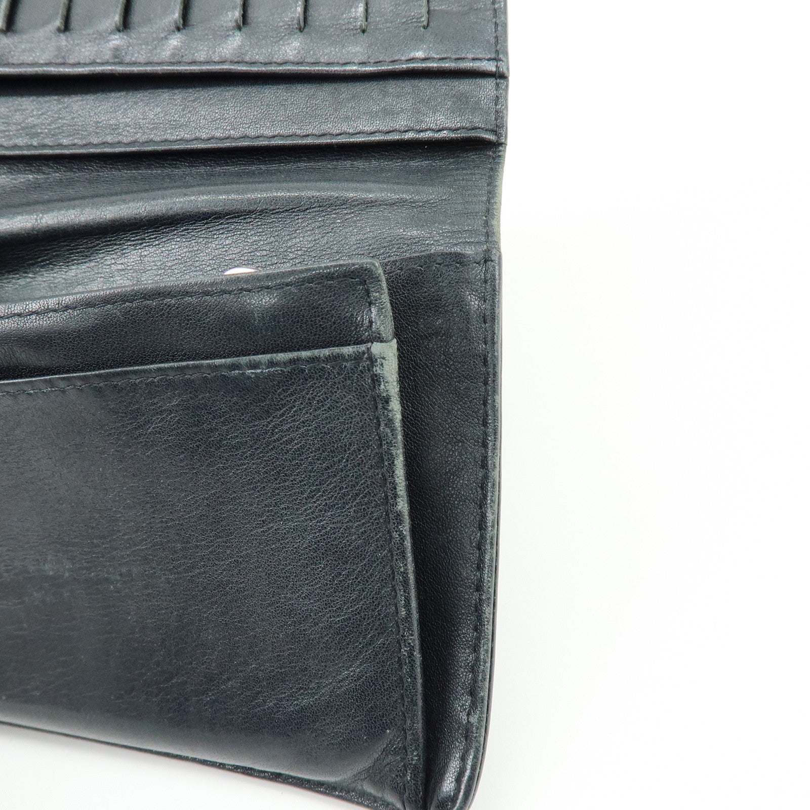 CHANEL COCO Mark Caviarskin Bi-fold Long Wallet Black A48651