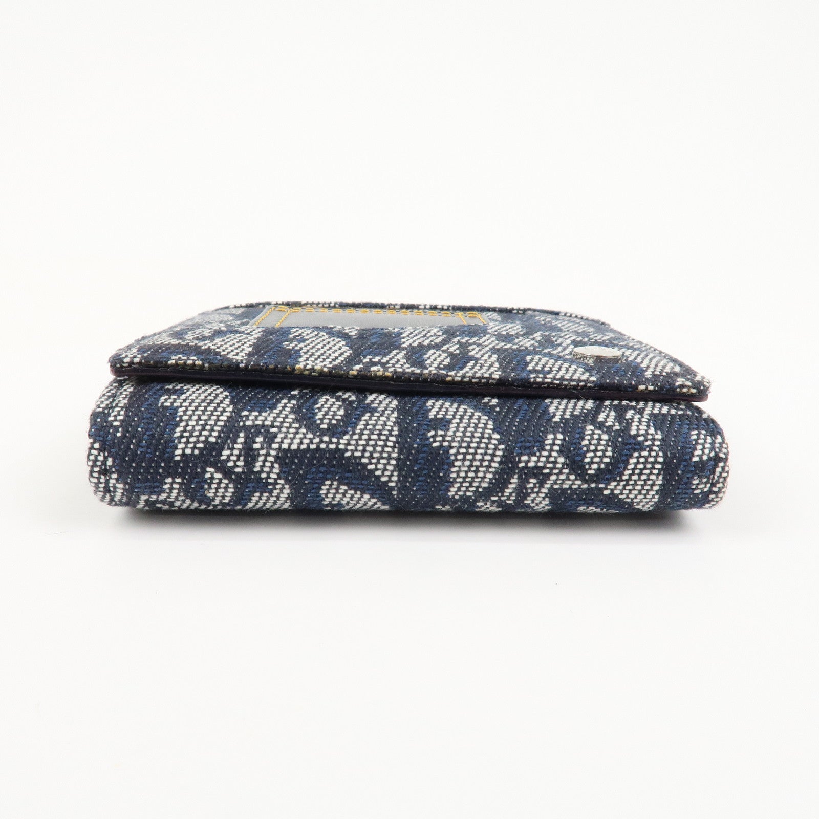 Christian Dior Trotter Canvas Leather Tri-fold Wallet Navy