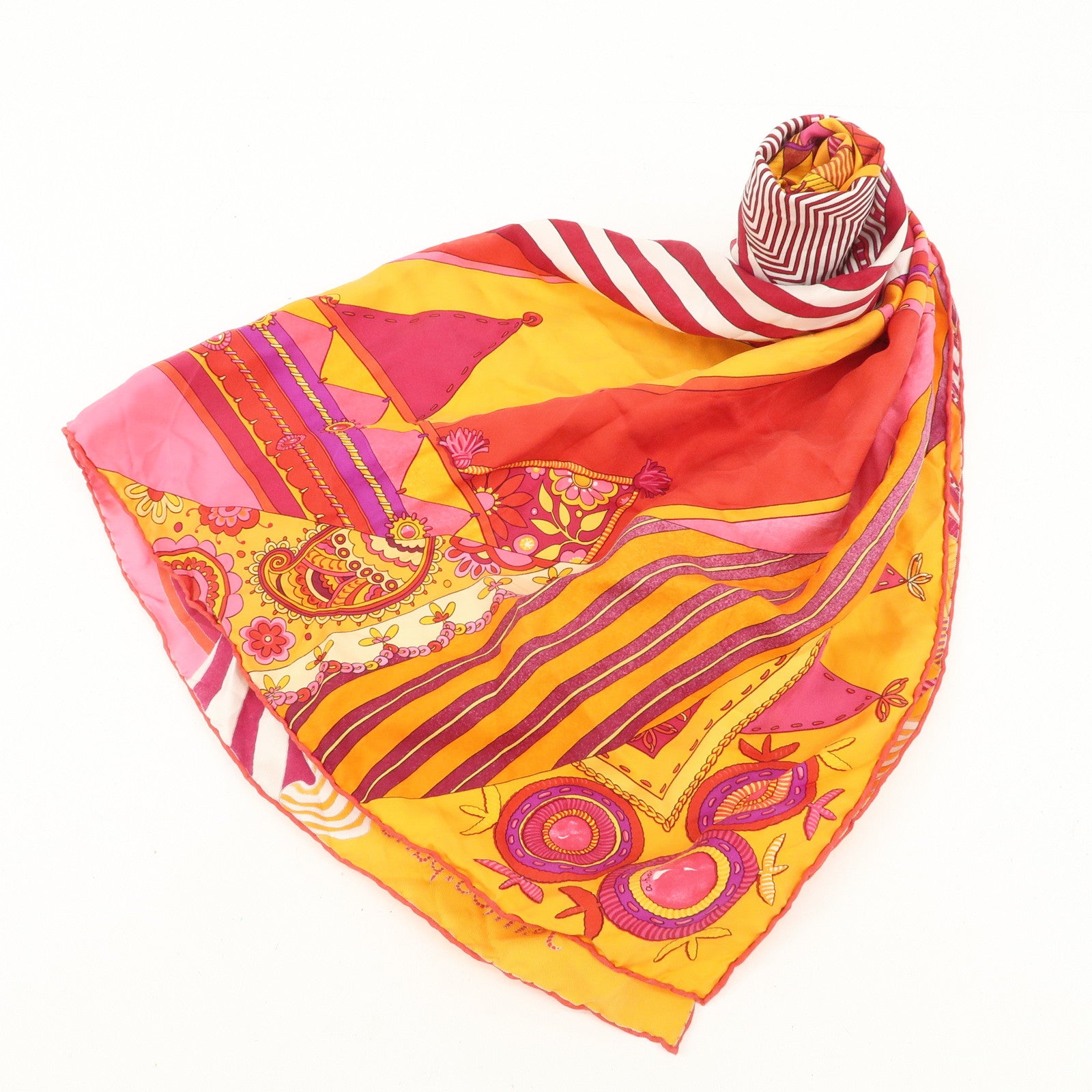 HERMES Carre 90 Silk 100% Scarf COUPONS INDIENS Multicolor Used