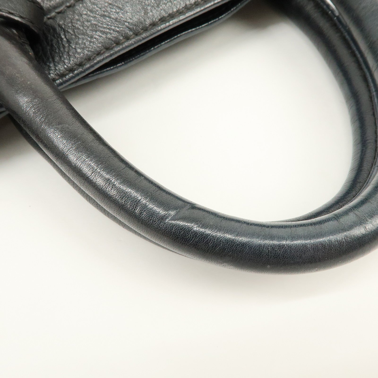 PRADA Logo Leather 2Way Bag Hand Bag Shoulder Bag Black BN1226