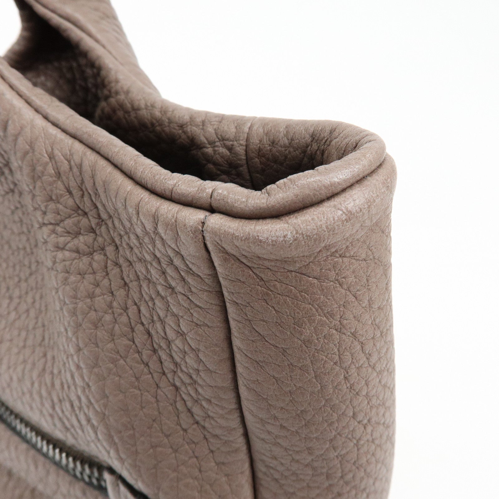 TOD'S Logo Leather Tote Bag Hand Bag Shoulder Bag Greige