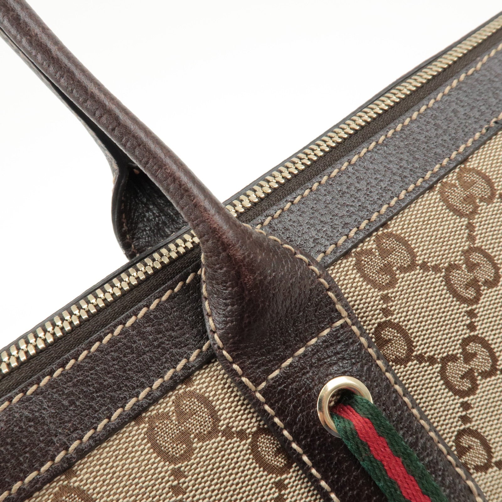 GUCCI Princy Sherry GG Canvas Leather Tote Bag Beige 177052 Used